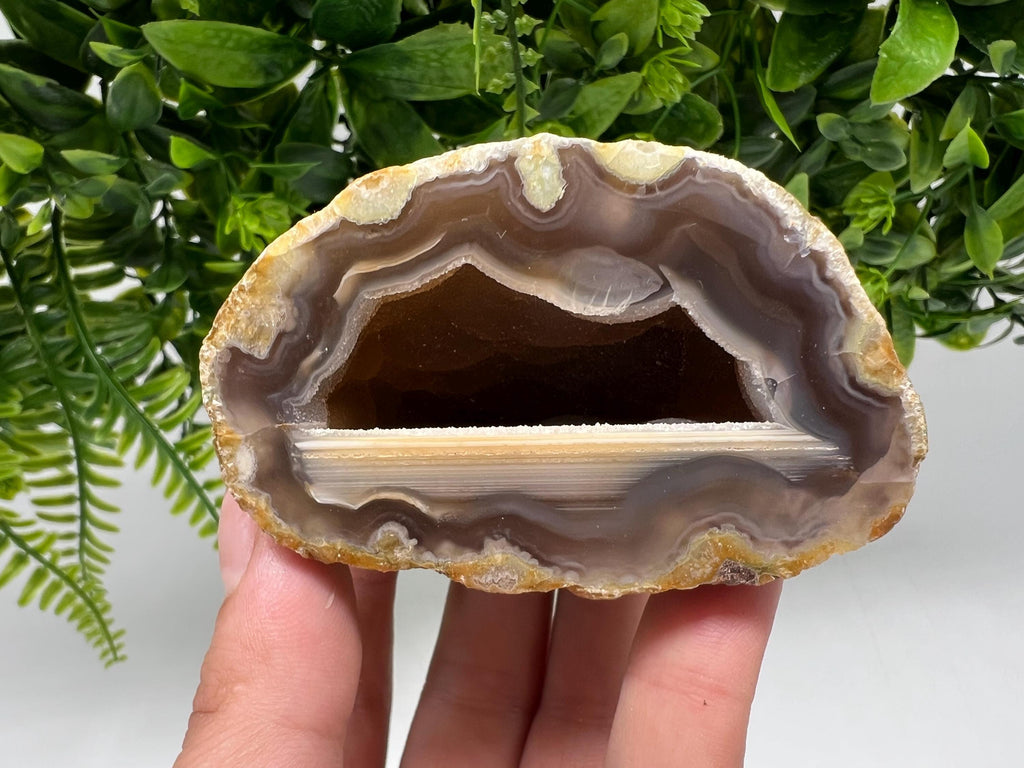 Natural Agate Geode, Druzy Quartz Crystal (8/4.5/5 cm)