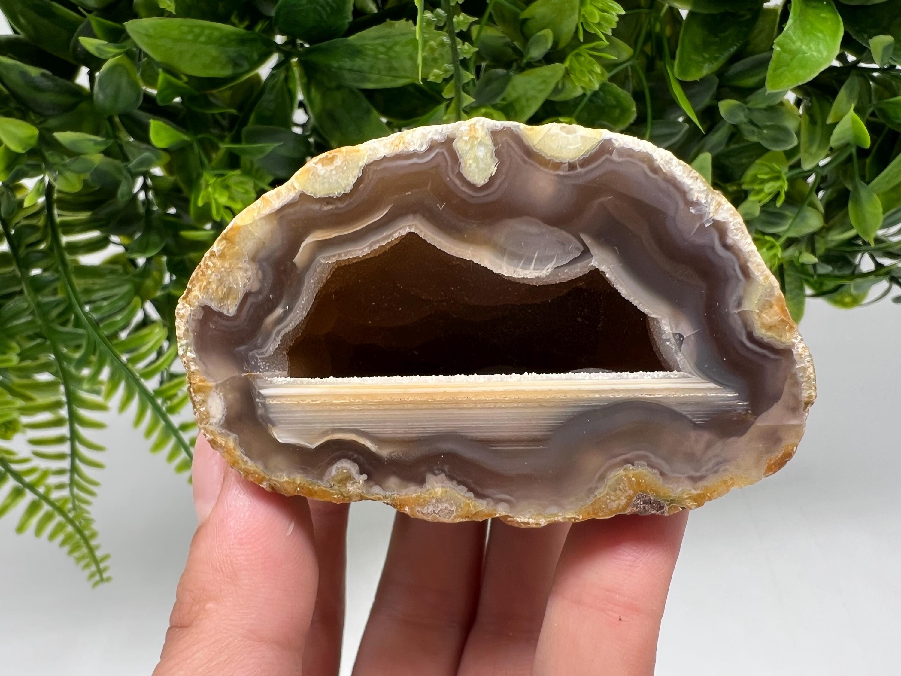 Natural Agate Geode, Druzy Quartz Crystal (8/4.5/5 cm)