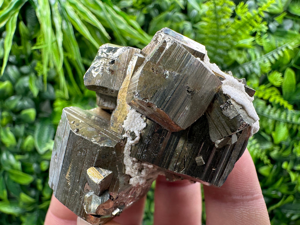 Rainbow Pyrite with Calcite: Natural Mineral Souvenir, Bulgaria