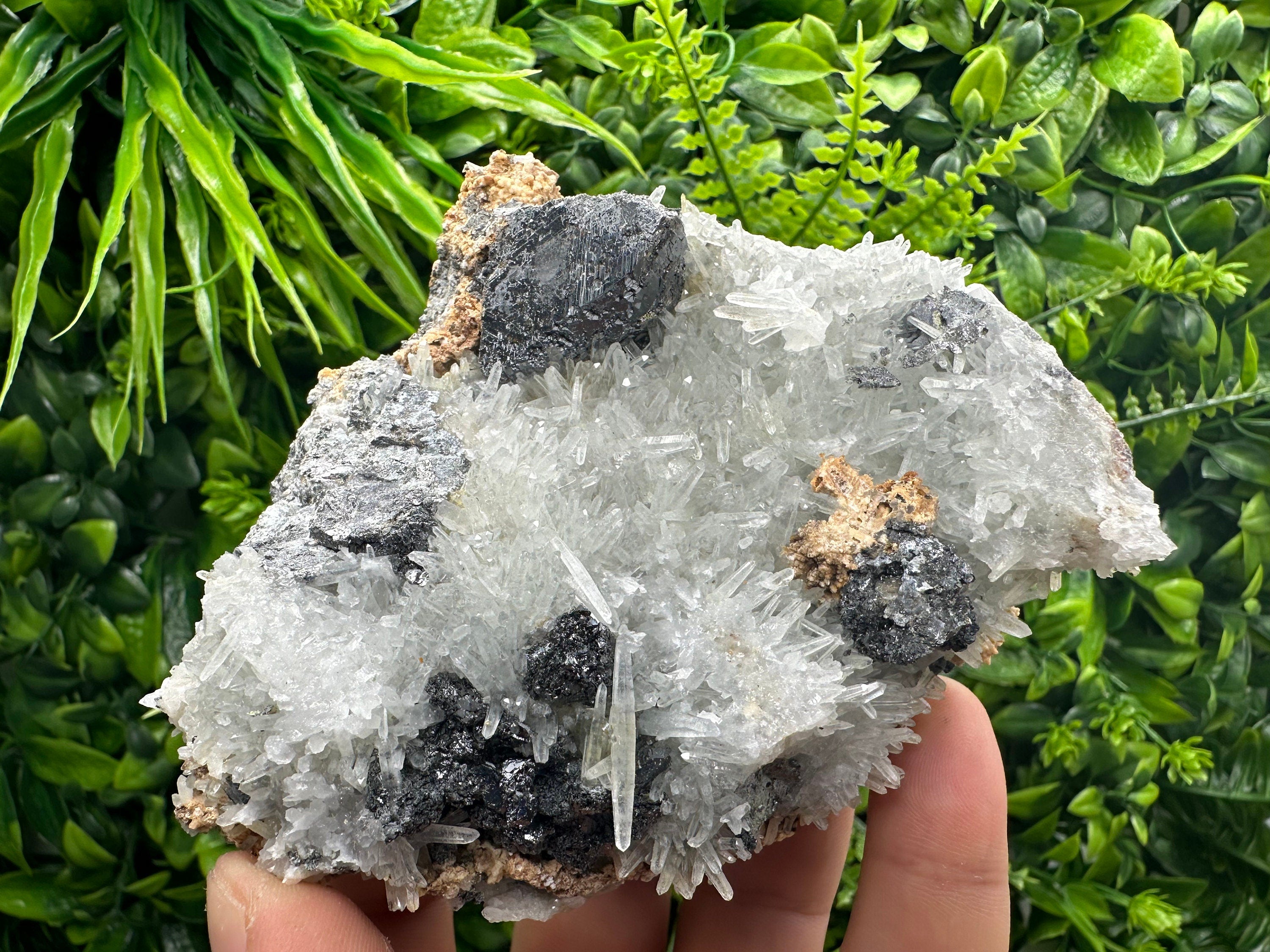 Sphalerite on Green Quartz: Natural Mineral Souvenir from Bulgaria