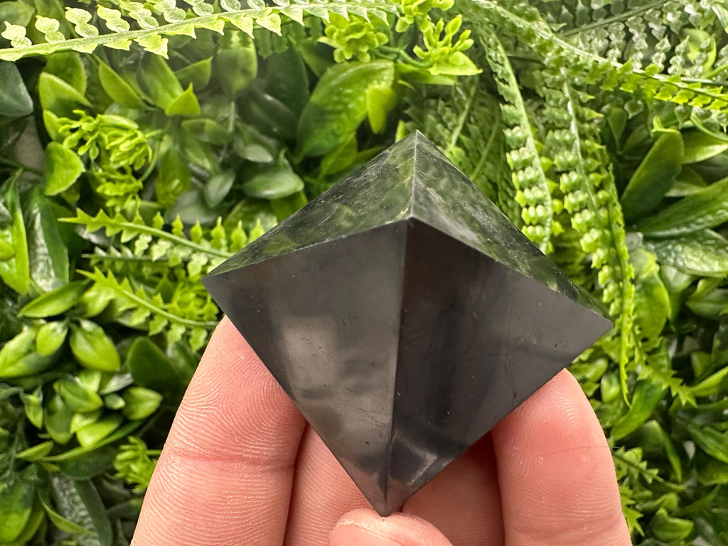 Shungite Pyramid: Polished EMF Protection Crystal (4cm)