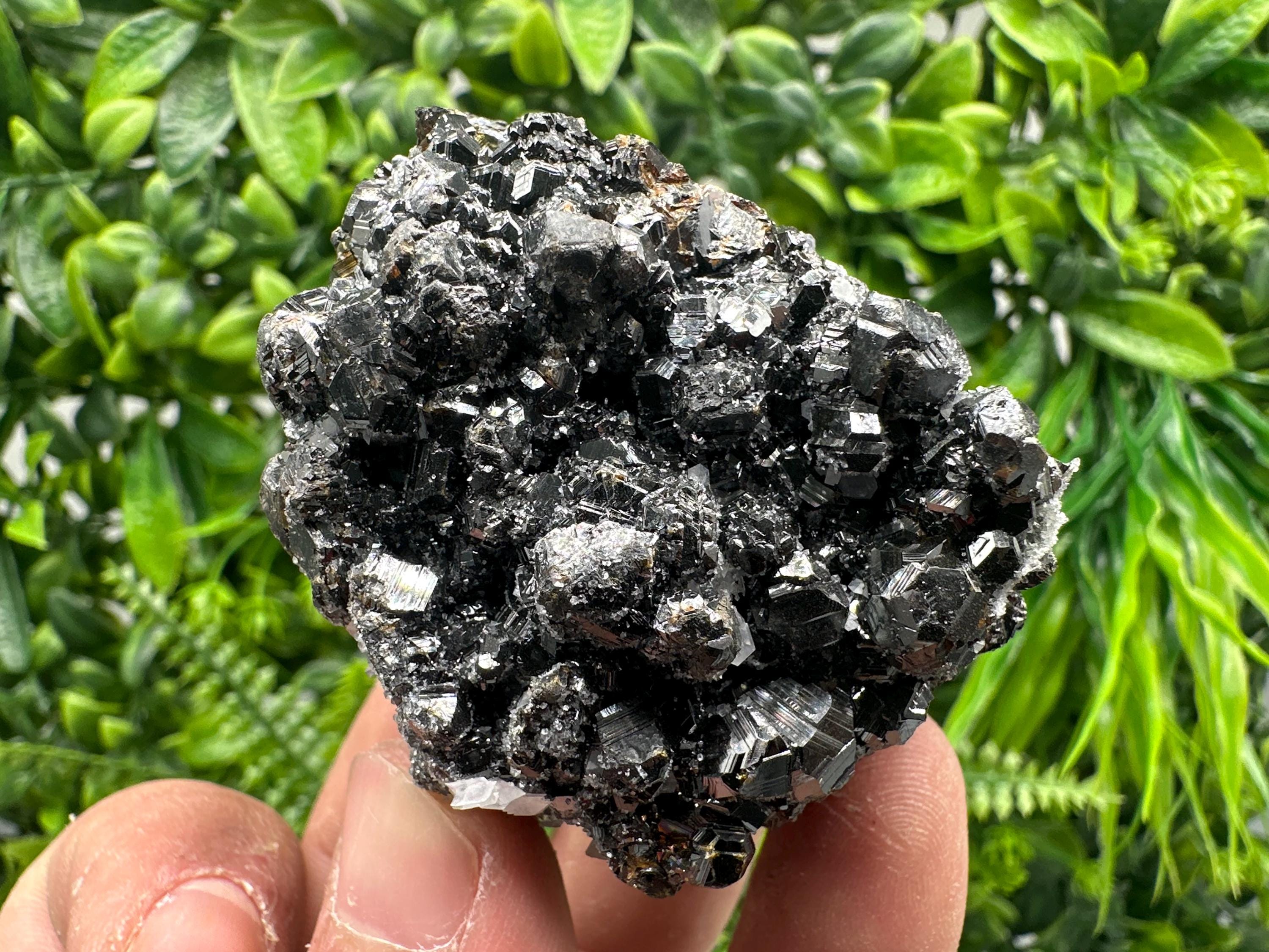 Sphalerite on Green Quartz, Bulgaria Mineral Specimen