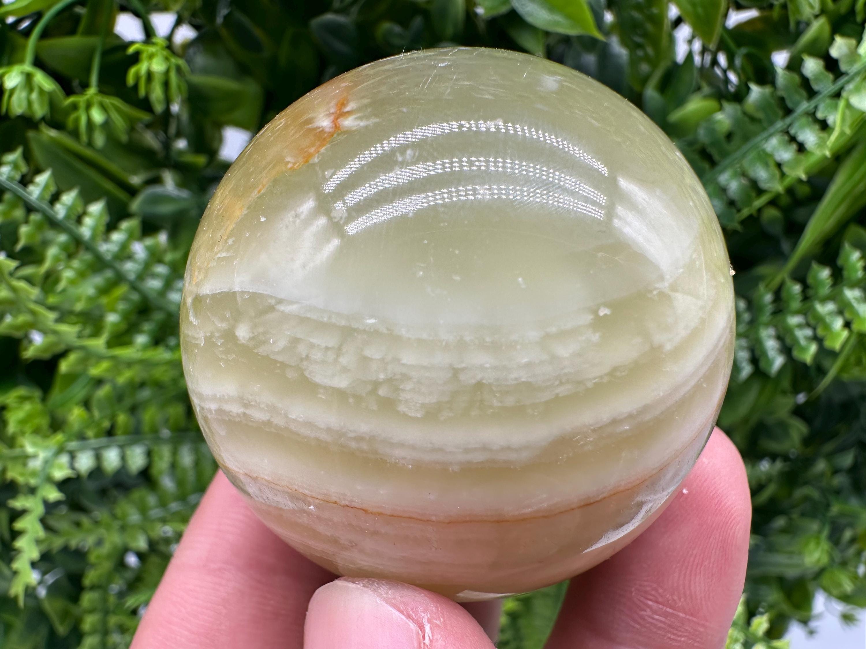 Green Onyx Sphere (5cm): Banded Calcite Healing Crystal