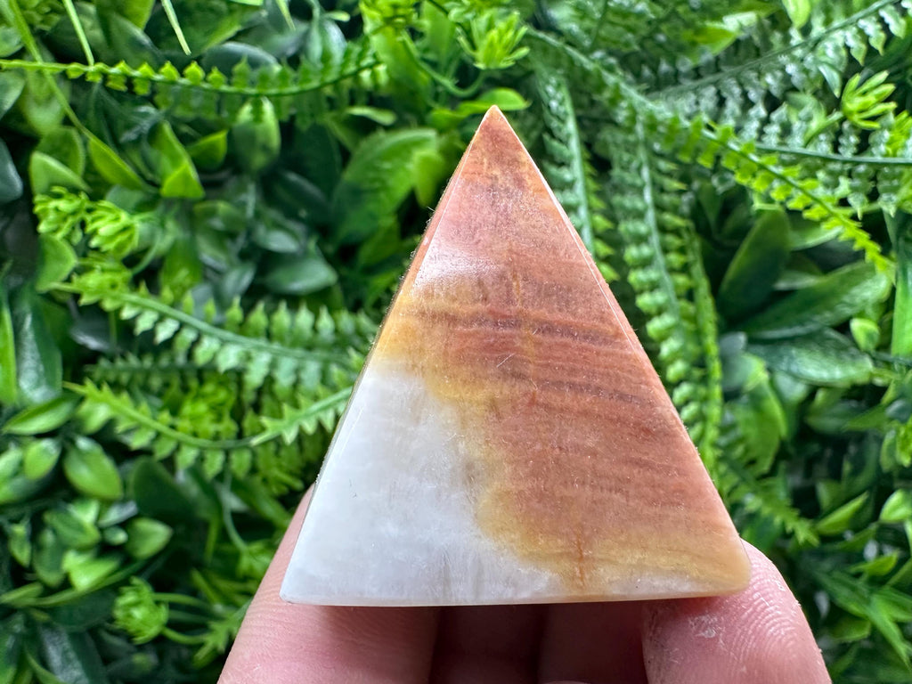 Banded Calcite Onyx Pyramid: Multi Green Marble Healing Crystal (3.5/3.5)