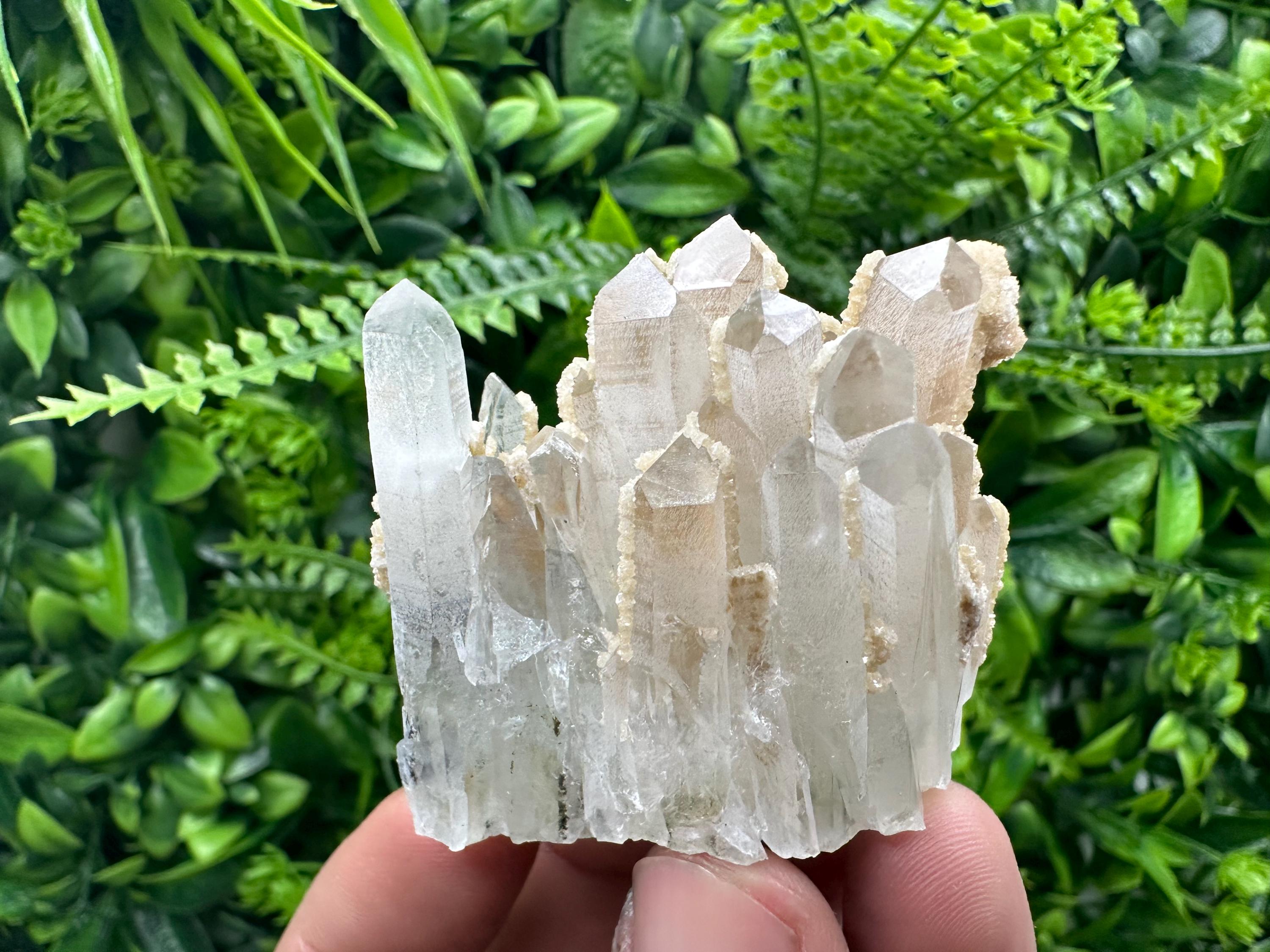 Quartz Calcite Mineral Specimen: Transparent Crystal Home Decor