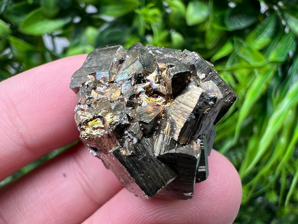 Rainbow Pyrite with Calcite, Natural Crystal Mineral Decor, Borieva Bulgaria