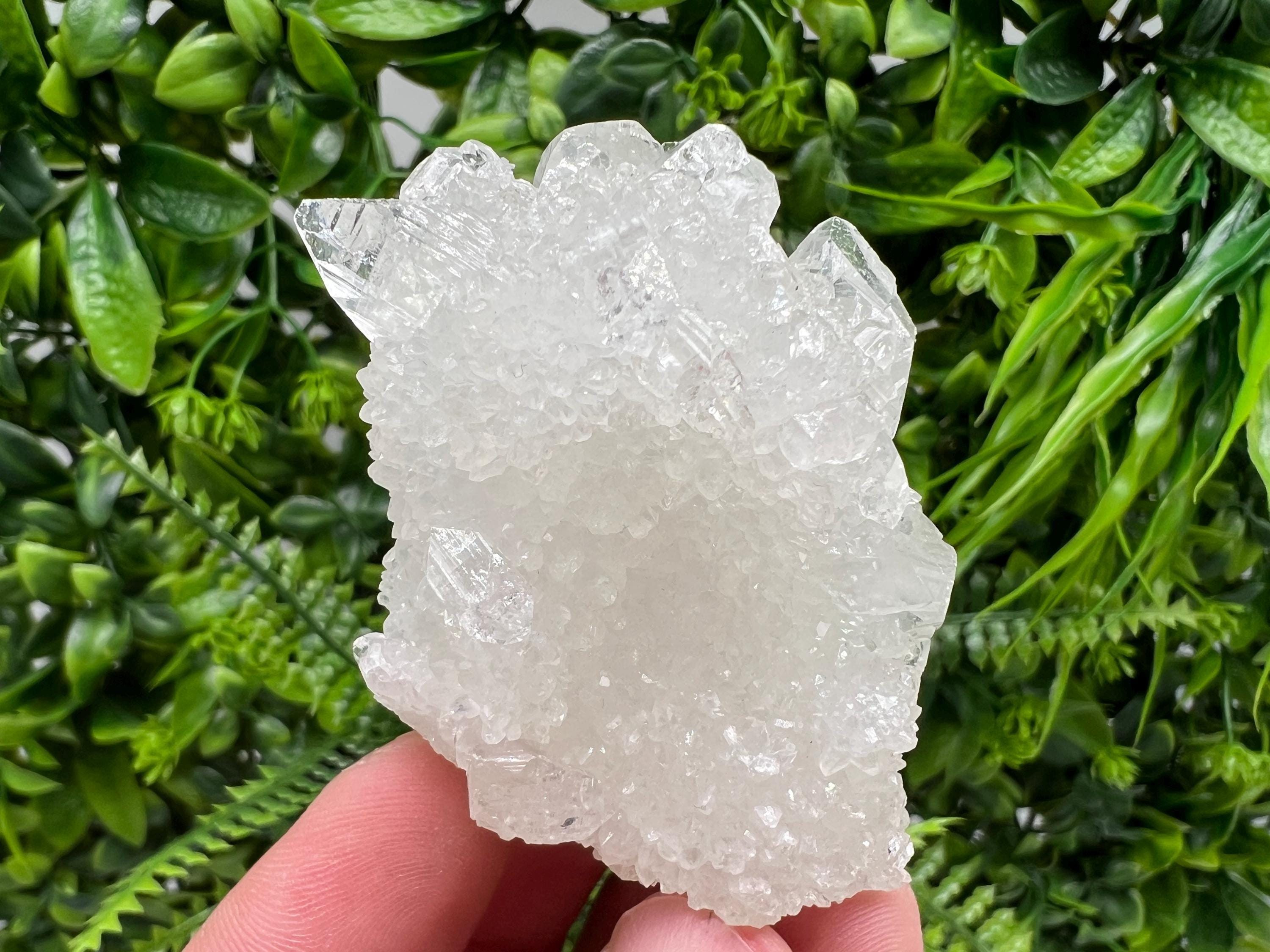 Transparent Apophyllite on Chalcedony, Natural Crystal Specimen, India Minerals