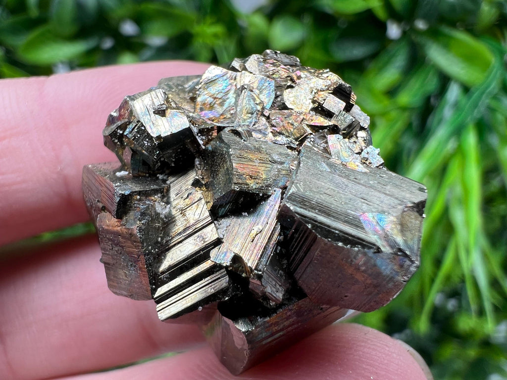 Rainbow Pyrite with Calcite, Natural Crystal Mineral Decor, Borieva Bulgaria