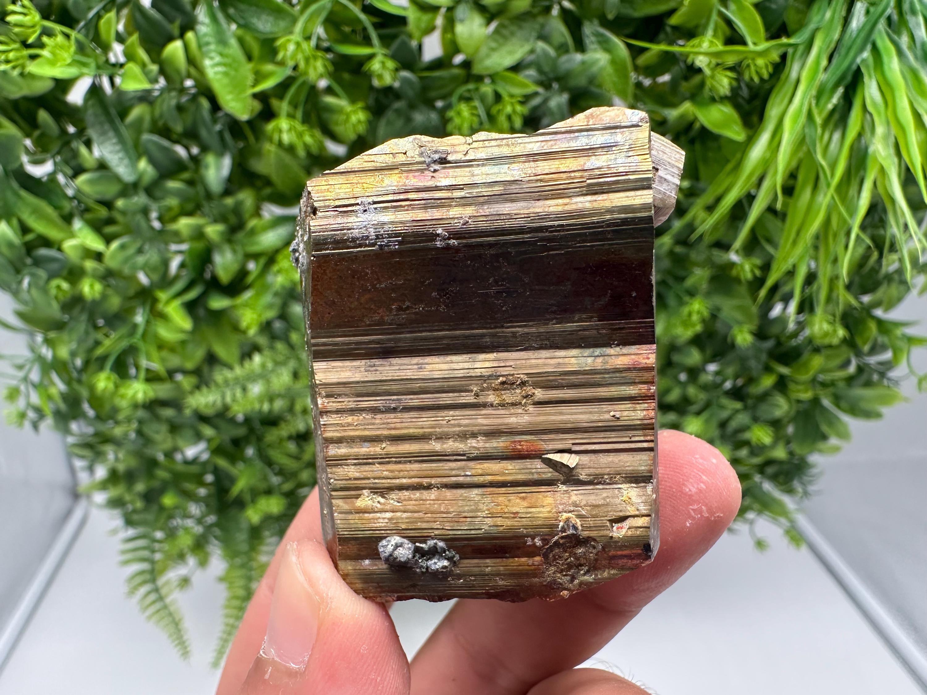 Rainbow Pyrite with Calcite, Natural Crystal Mineral Souvenir, Borieva Bulgaria