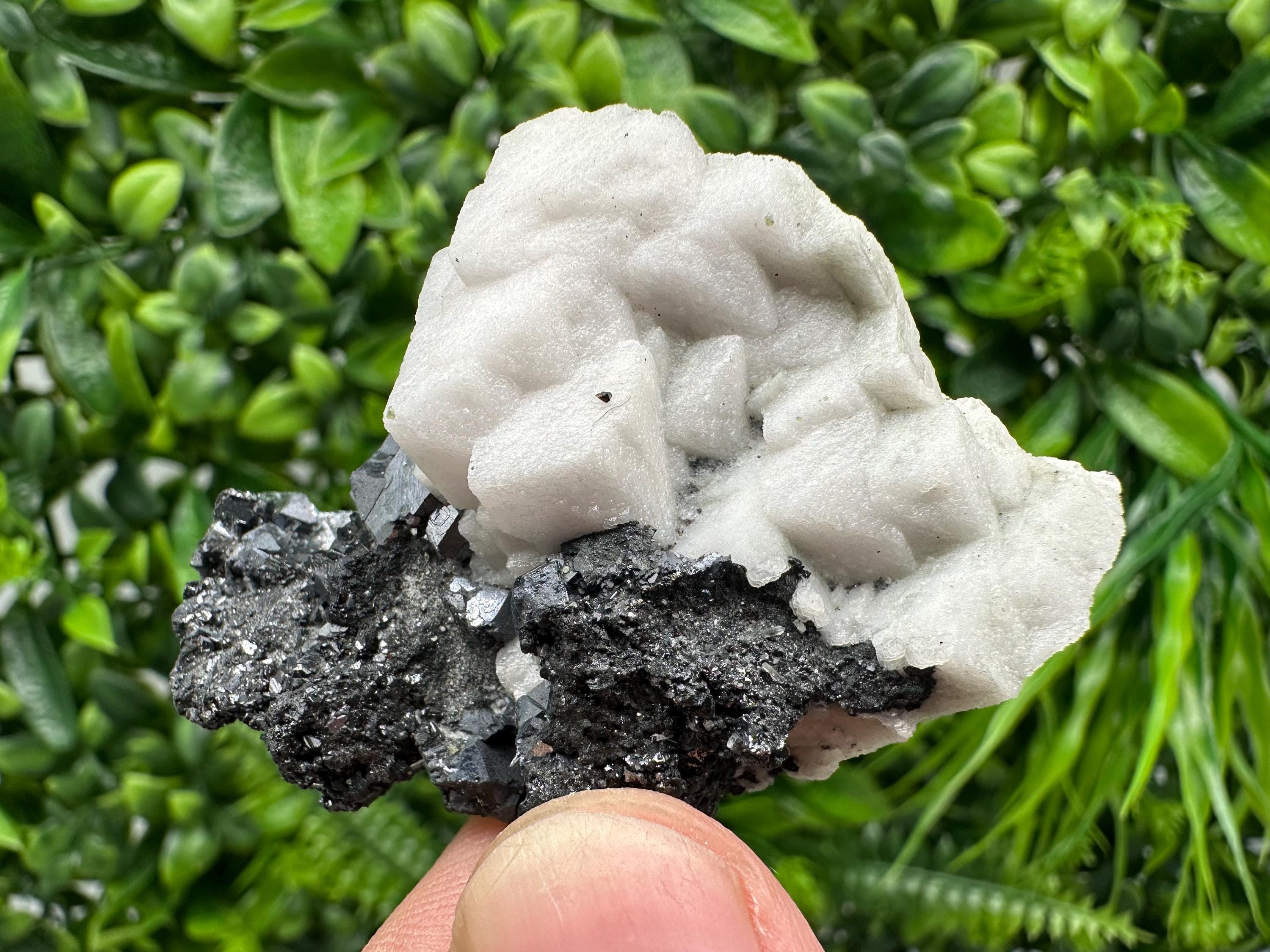 Galena Sphalerite Mineral Specimen: Calcite, Borieva Mine, Bulgaria