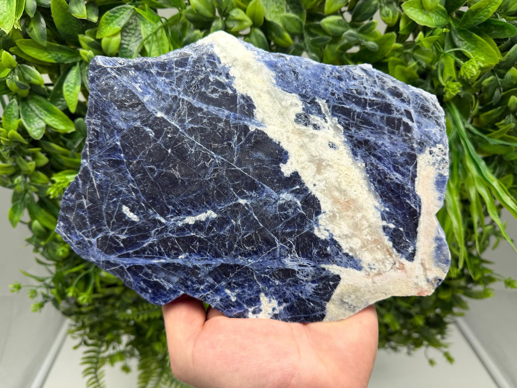 Polished Sodalite Slice – Natural Blue Crystal Slab, Home Decor Accent