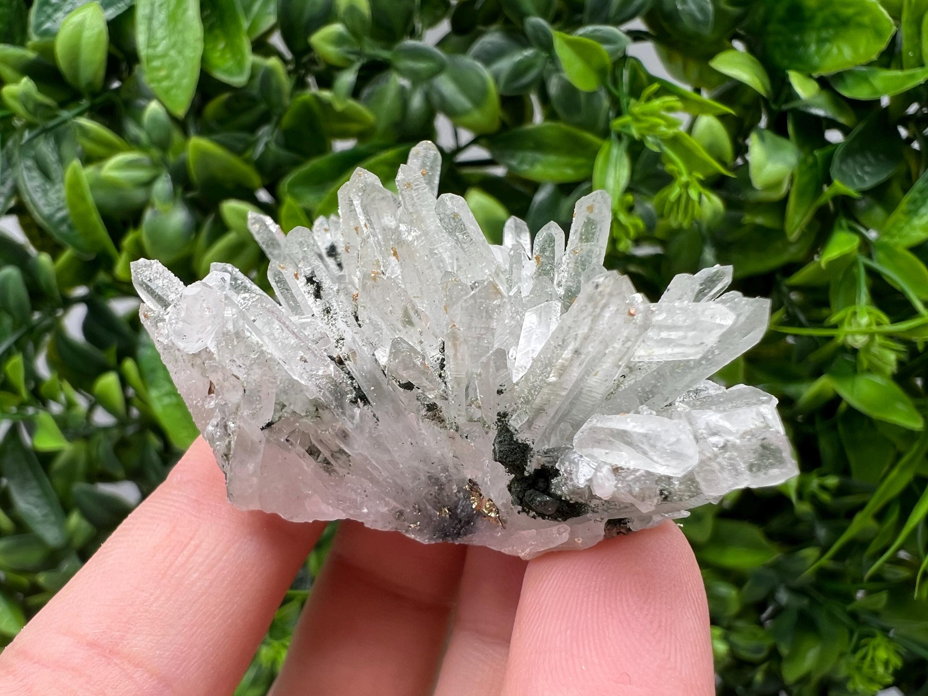 Lovely specimen Green Quartz inclusions Chlorite and Sphalerite/ Natural minerals/ Souvenir crystal gift minerals famous 9th September/Madan