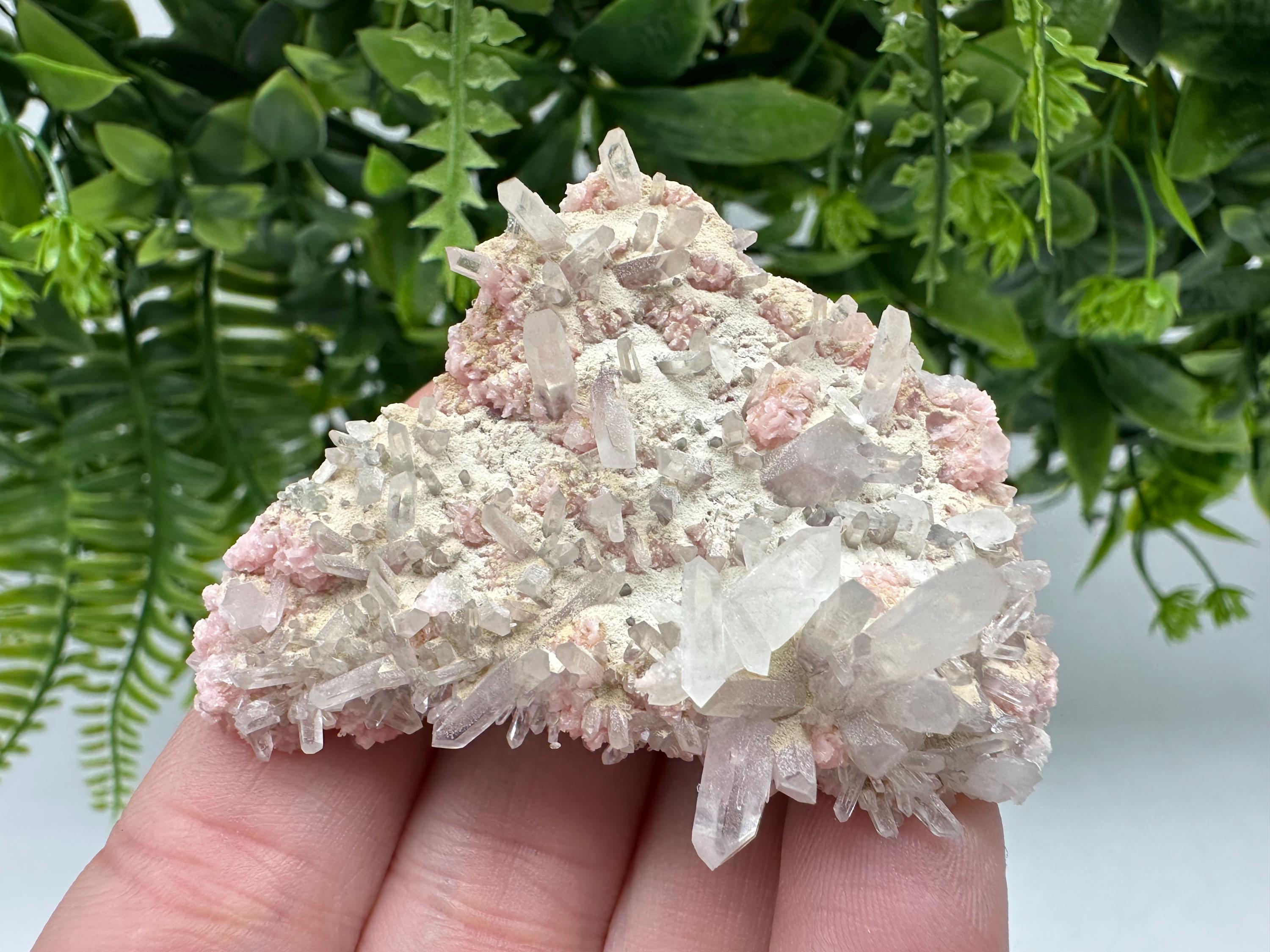 Rhodochrosite with Quartz Crystals, Starnica Mine, Bulgaria
