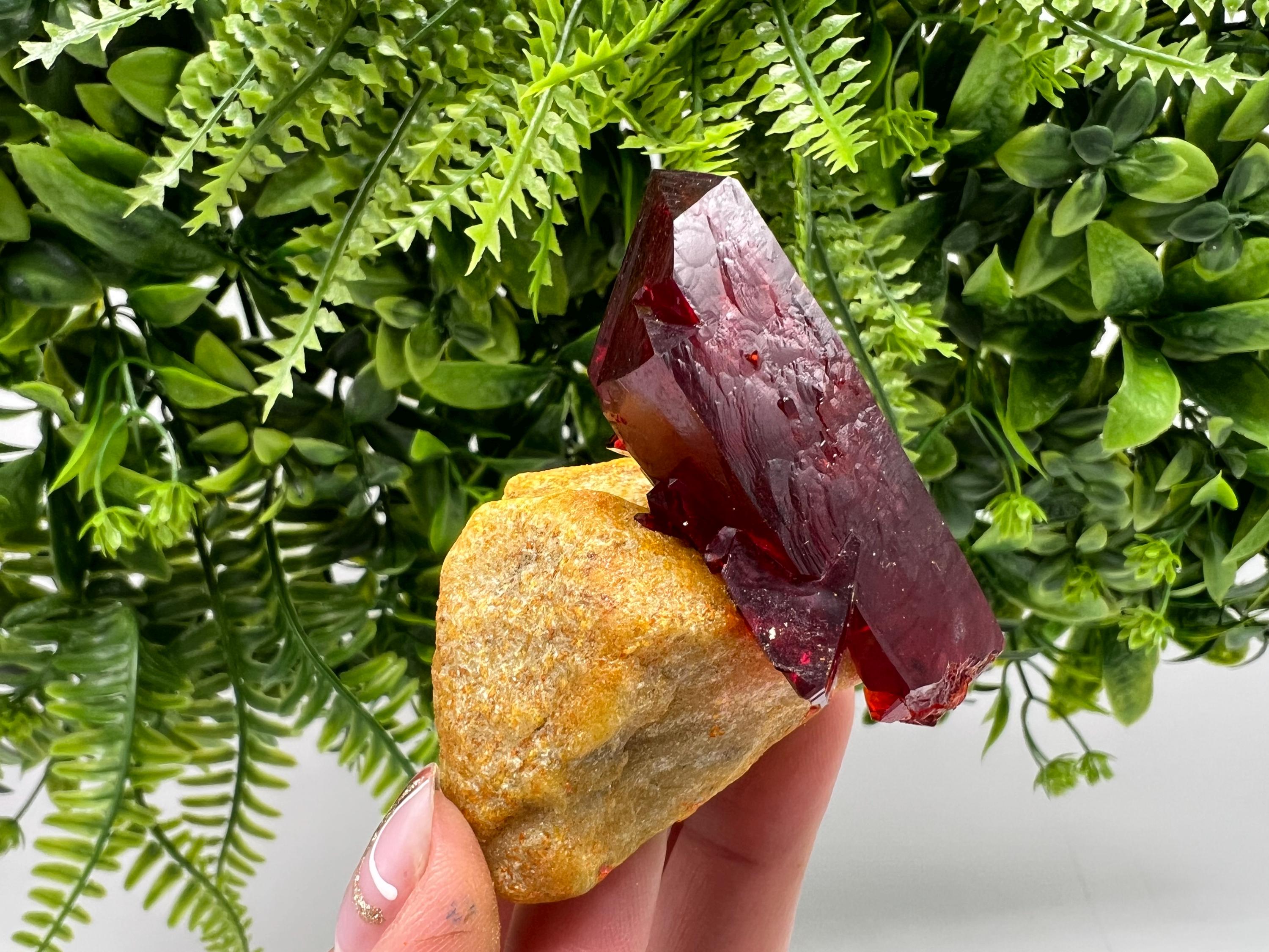 XXL Lab-Grown Pruskite Ruby Crystal on Matrix, Poland