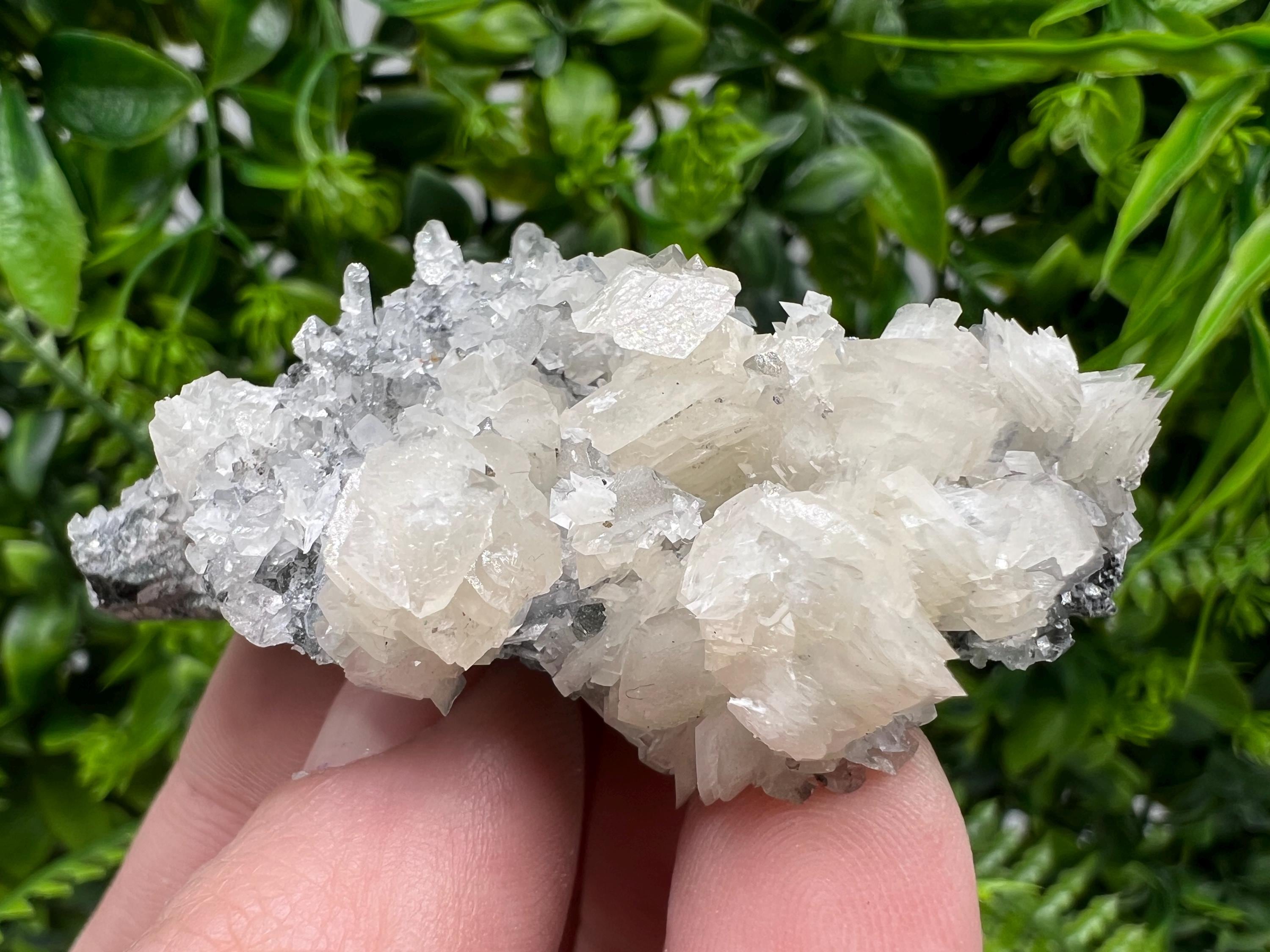 Calcite on Quartz Specimen: Borieva Mine, Bulgaria