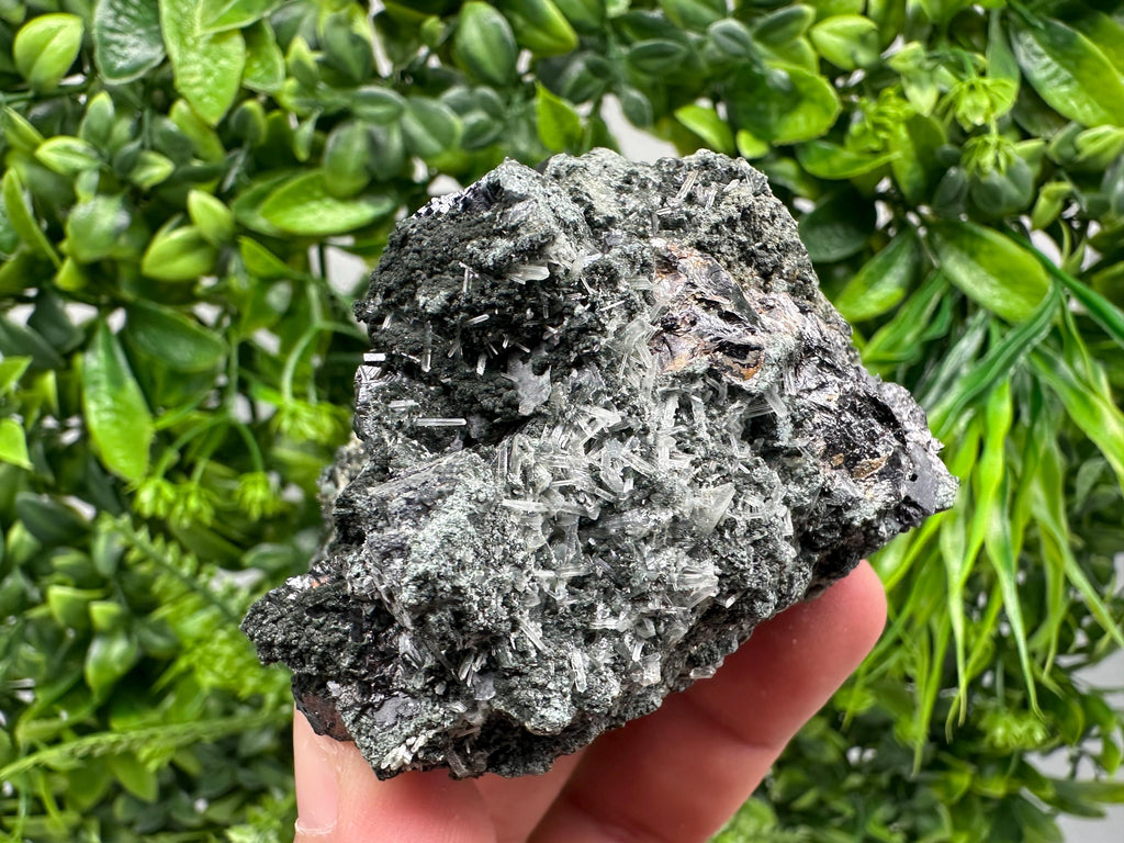 Sphalerite on Quartz with Epidote and Chlorite, Bulgaria Mineral Specimen