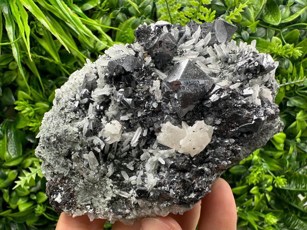 Sphalerite on Quartz Cluster, Natural Mineral Specimen, Home Decor Stone