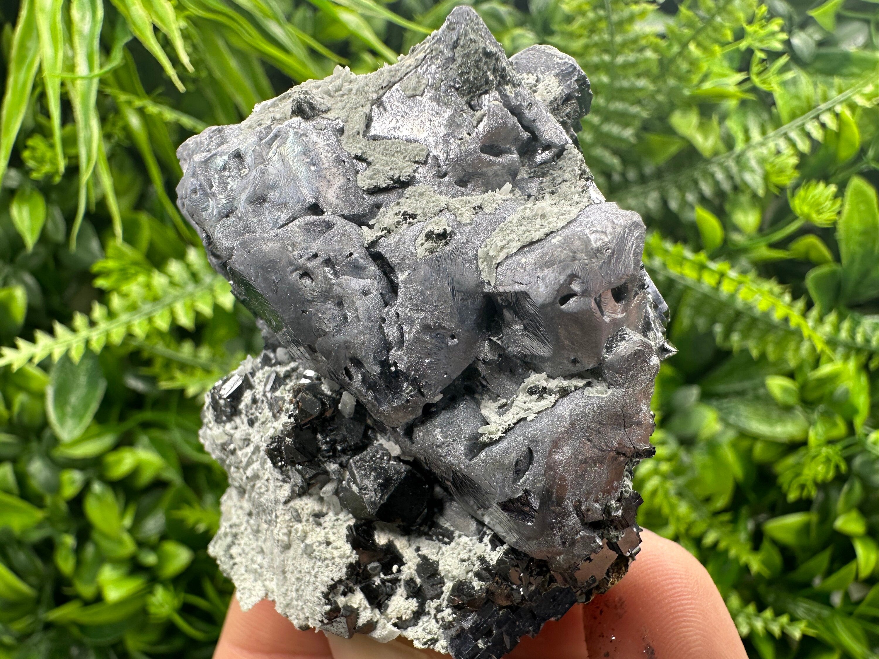 Galena on Sphalerite and Quartz, Borieva Mine Mineral Specimen