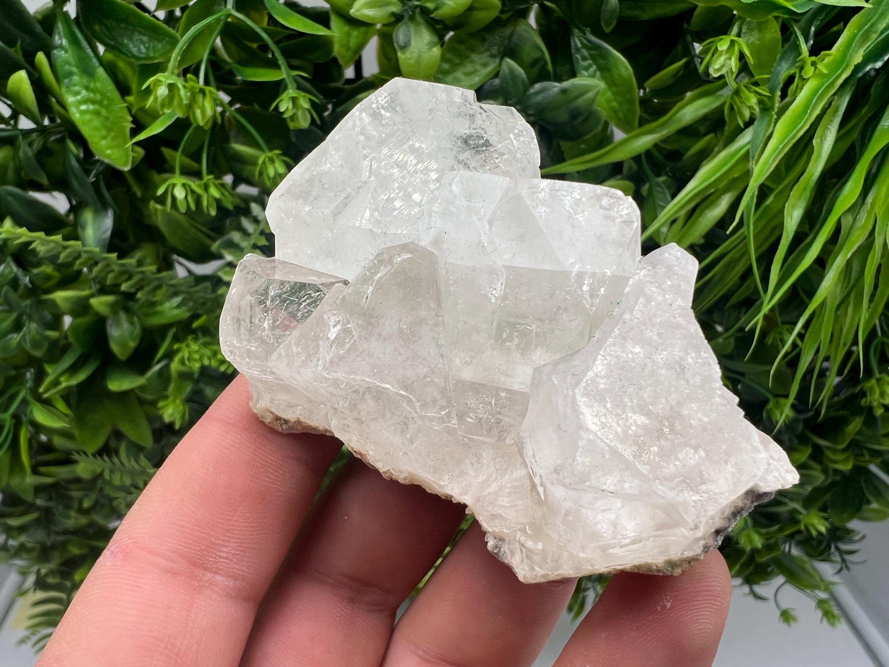 Apophyllite on Chalcedony Specimen: Transparent Crystal, India Minerals