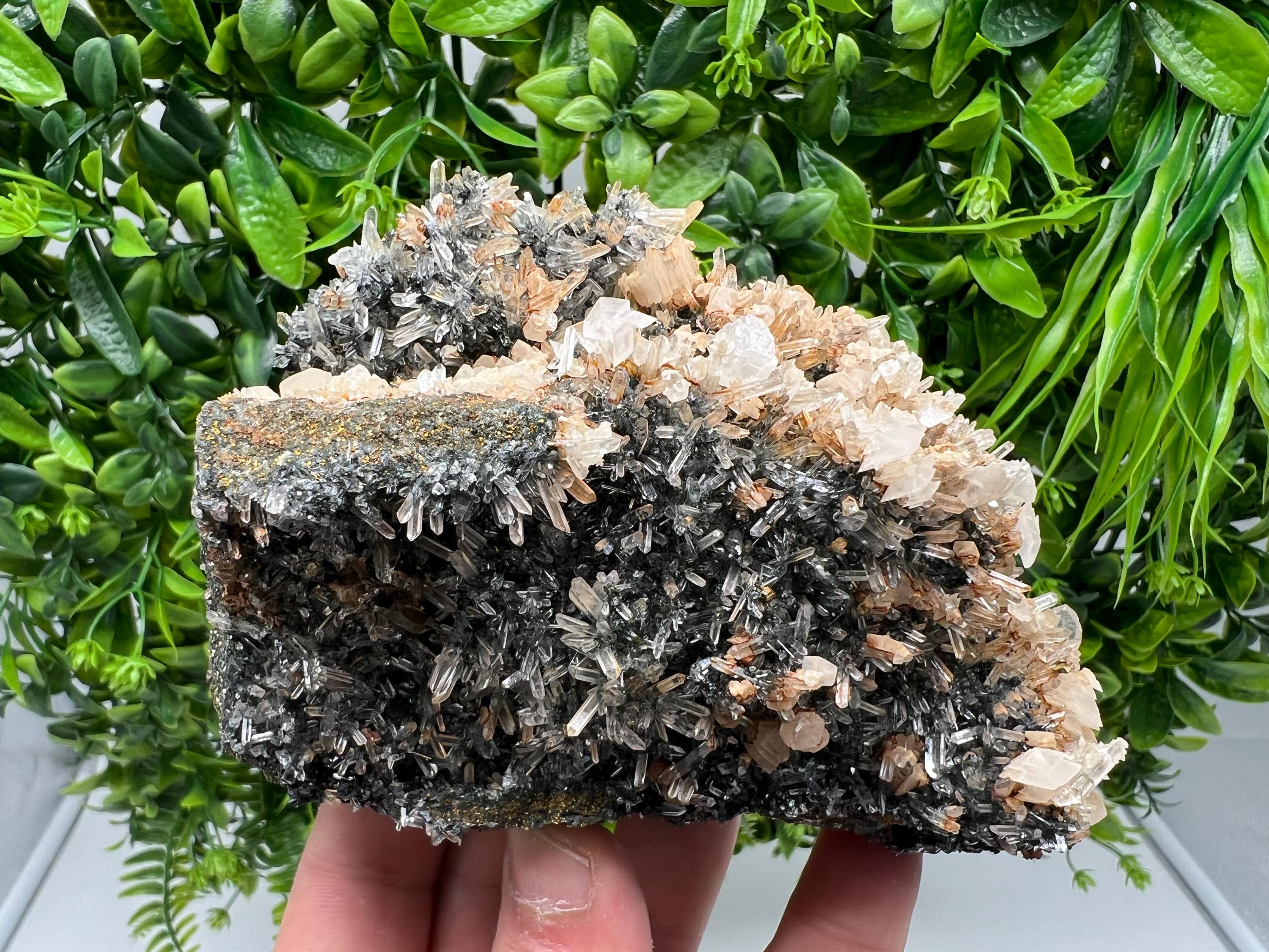 Wonderful Calcite on Quartz white Sphalerite, from Borieva mine,Bulgaria,natural,collection mineral specimen,Home decor crystal,gift,healing