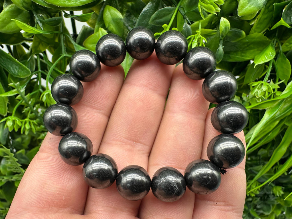 Shungite Bracelet: Natural Gemstone, EMF Protection, 10mm Beaded Bracelet