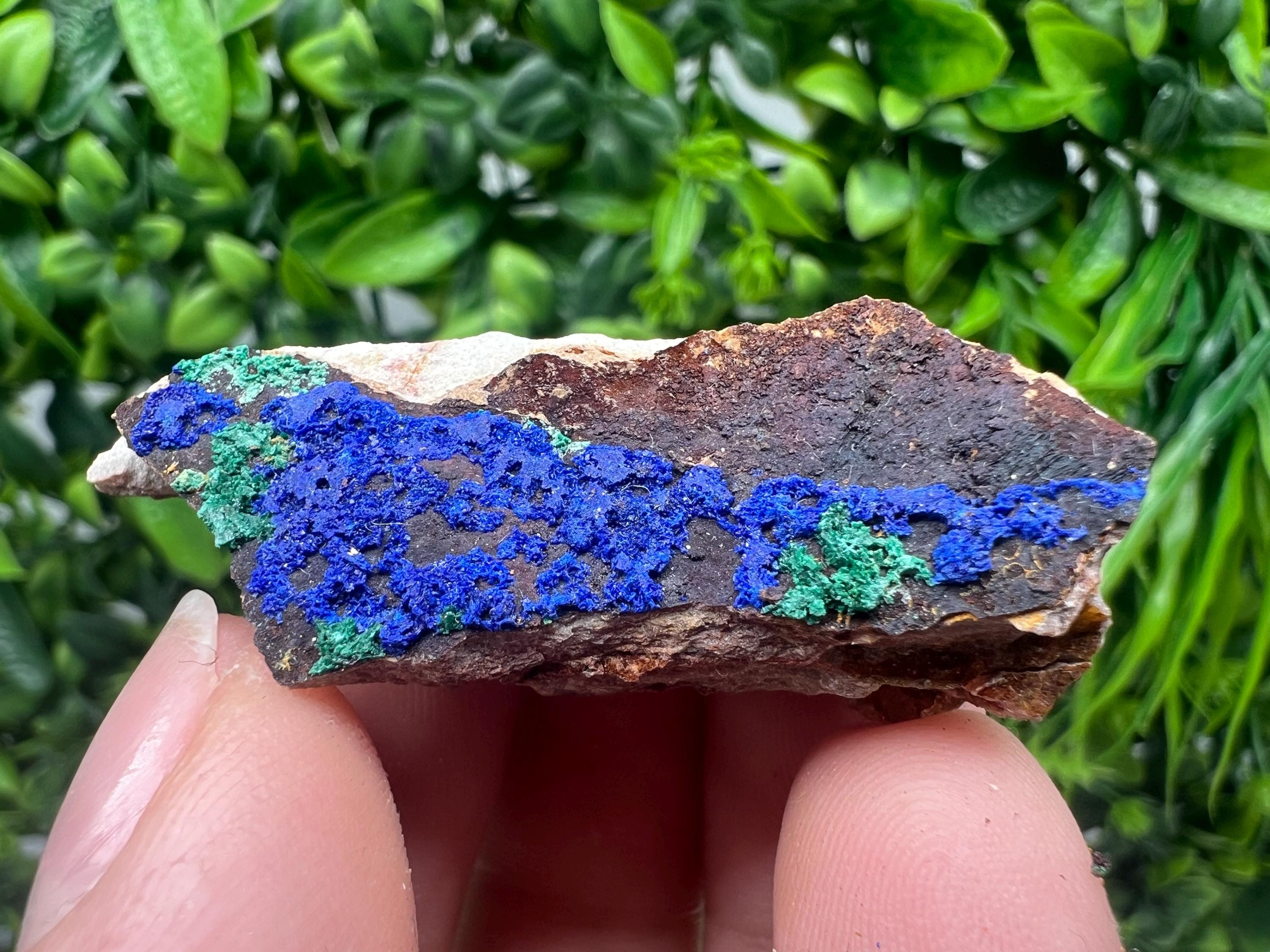 Azurite Malachite Mineral Specimen: Moroccan Blue Green Crystal, Home Decor