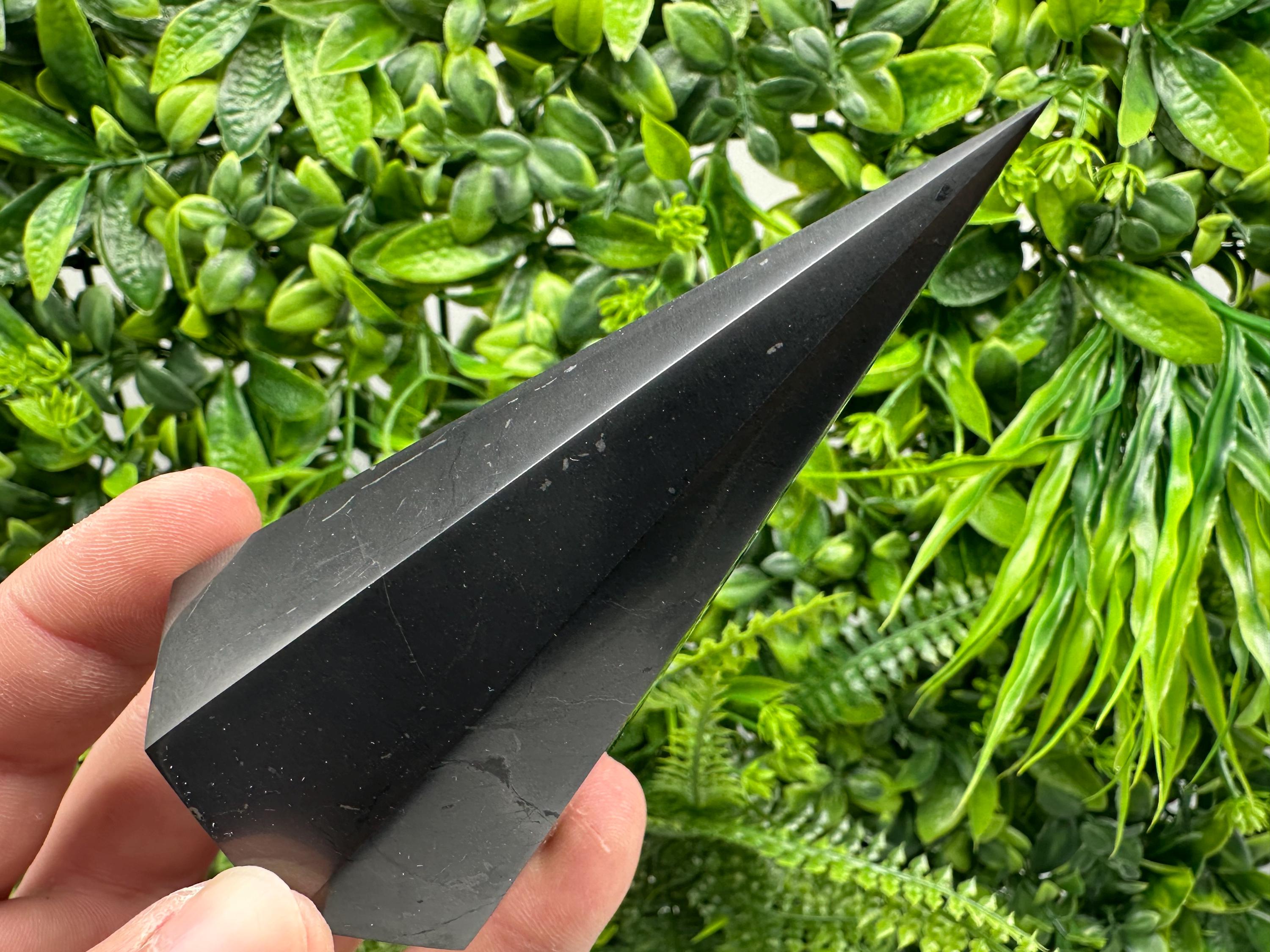 Shungite Pyramid Tower: EMF Protection, Healing Crystal (10cm)