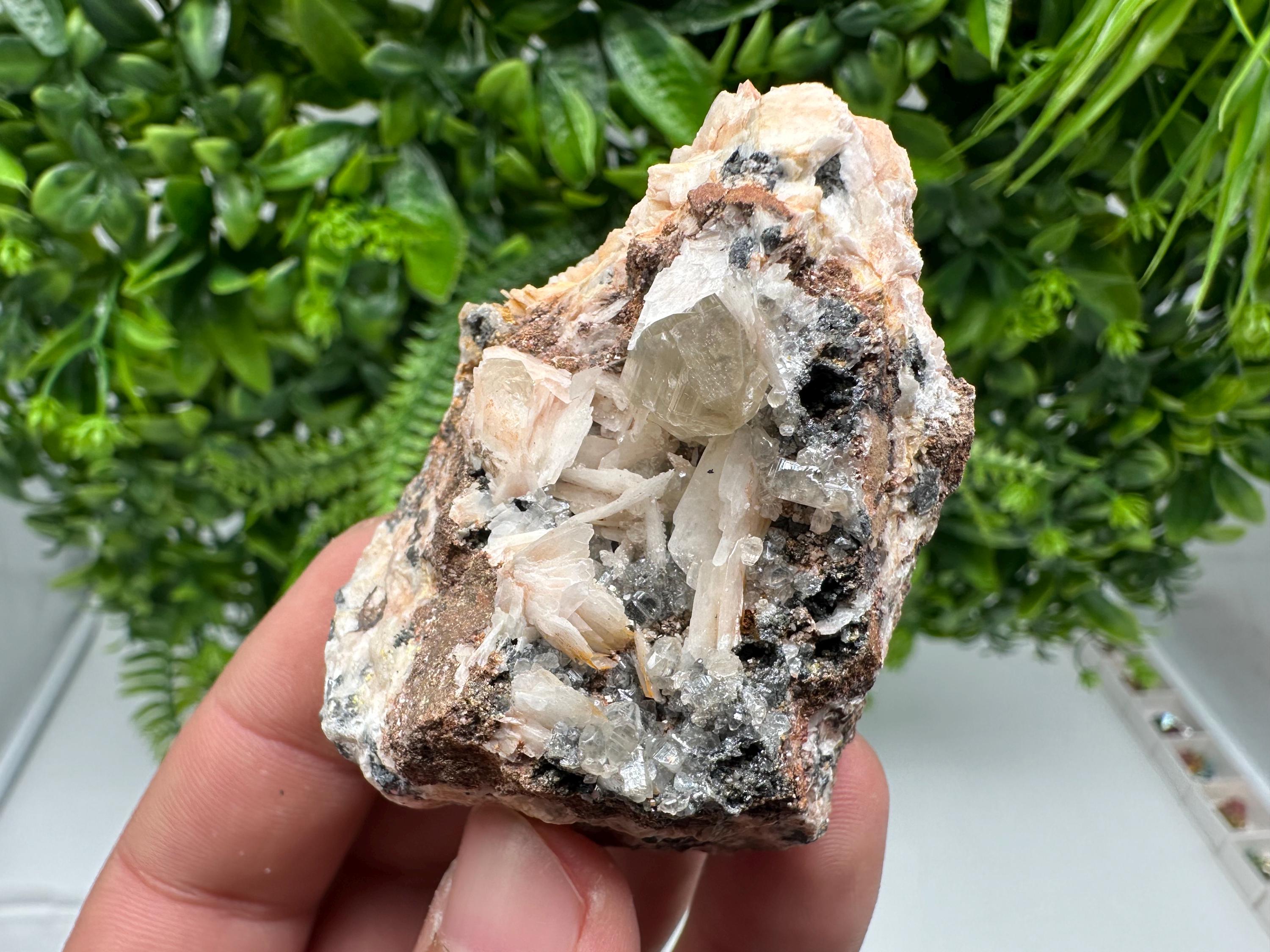 Wonderful Baryte with Cerussite on Galena from Morocco,Crystal, Mineral,Specimen,Cluster,Crystals,Barite Crystal,Cerussite Crystal,Specimen