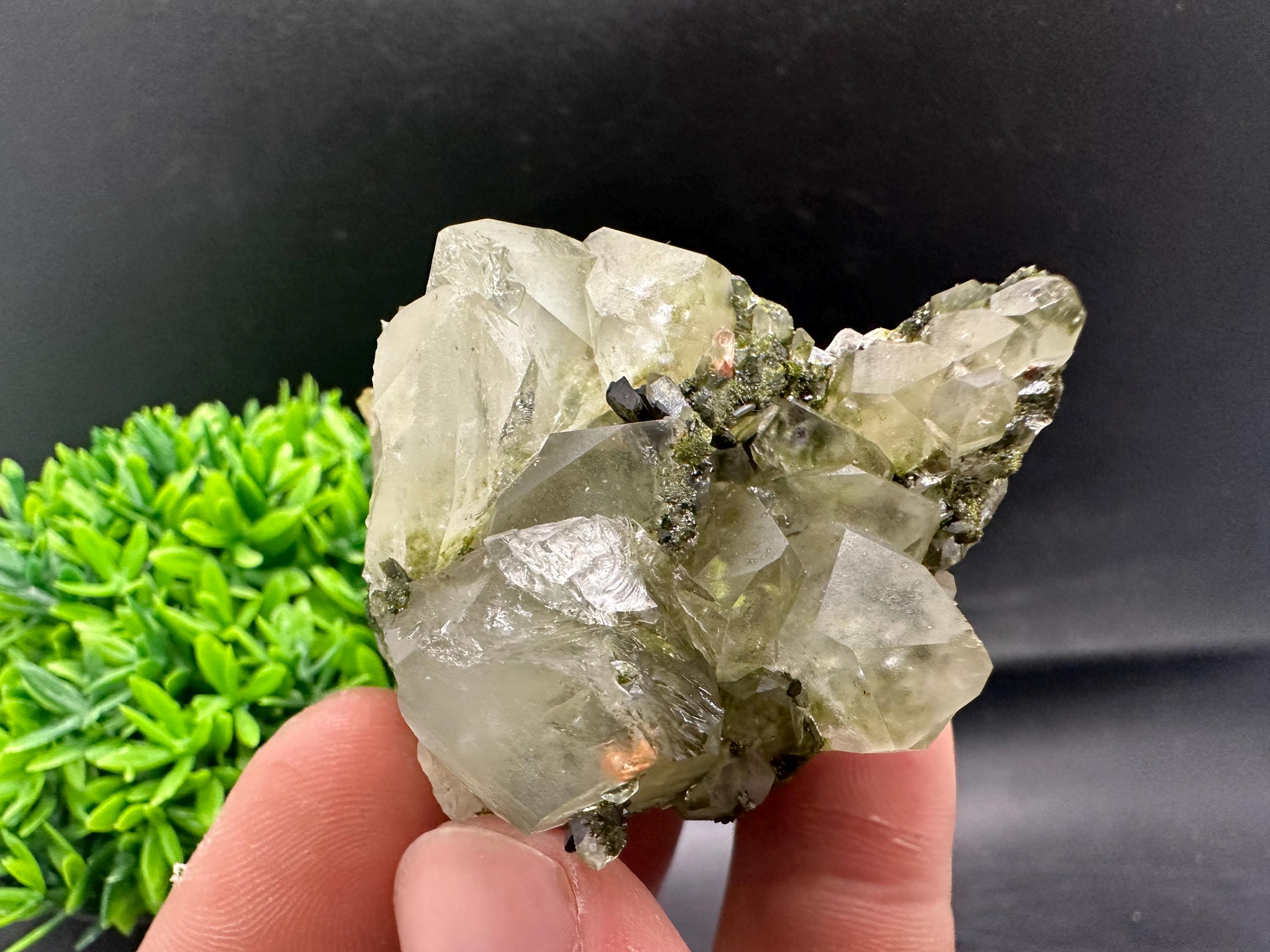 Rare Green Epidote Quartz Crystal Cluster - Eastern Anatolia, Turkey