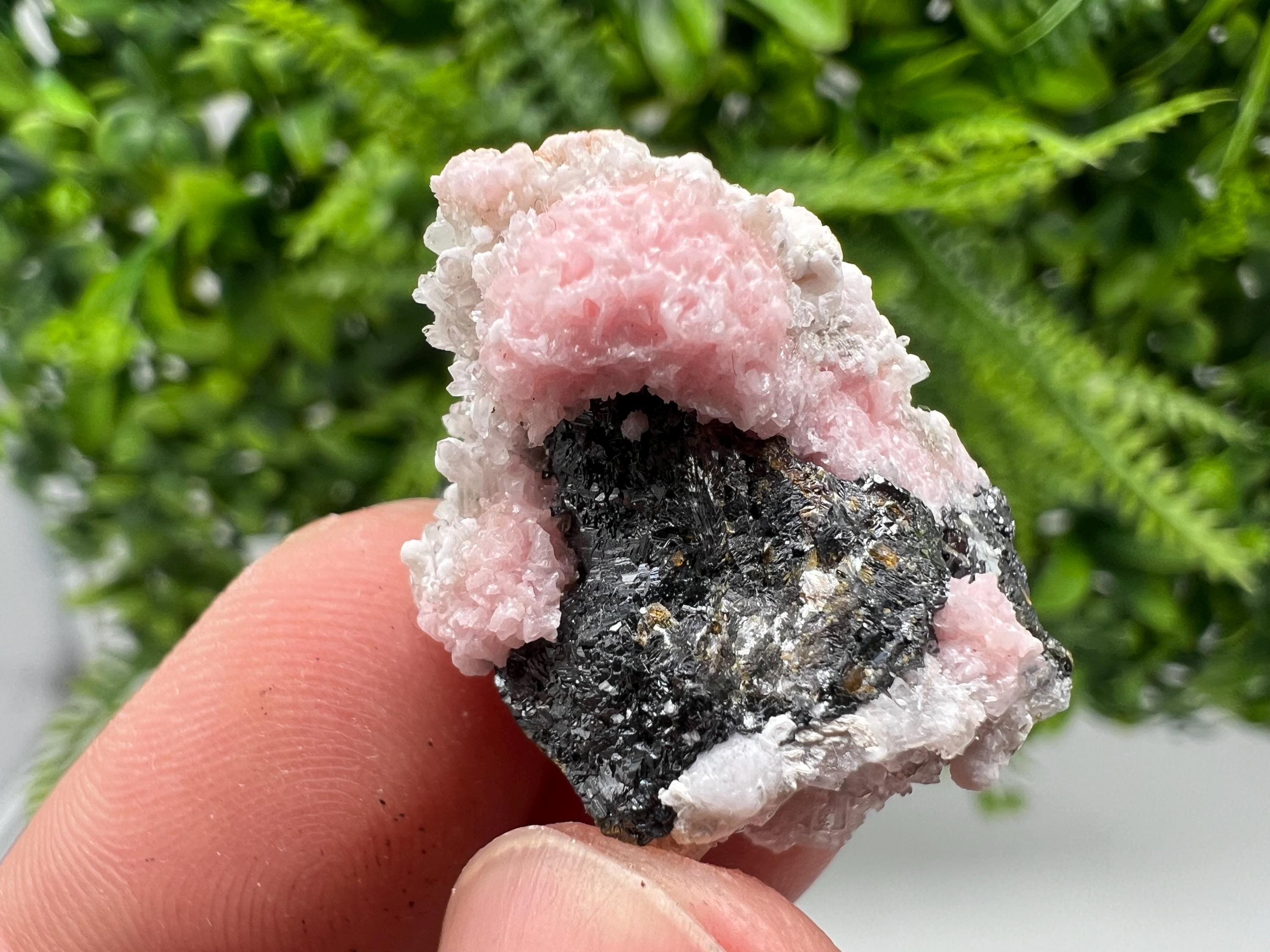 Rhodochrosite on Quartz: Pink Mineral Specimen, Starnica Mine
