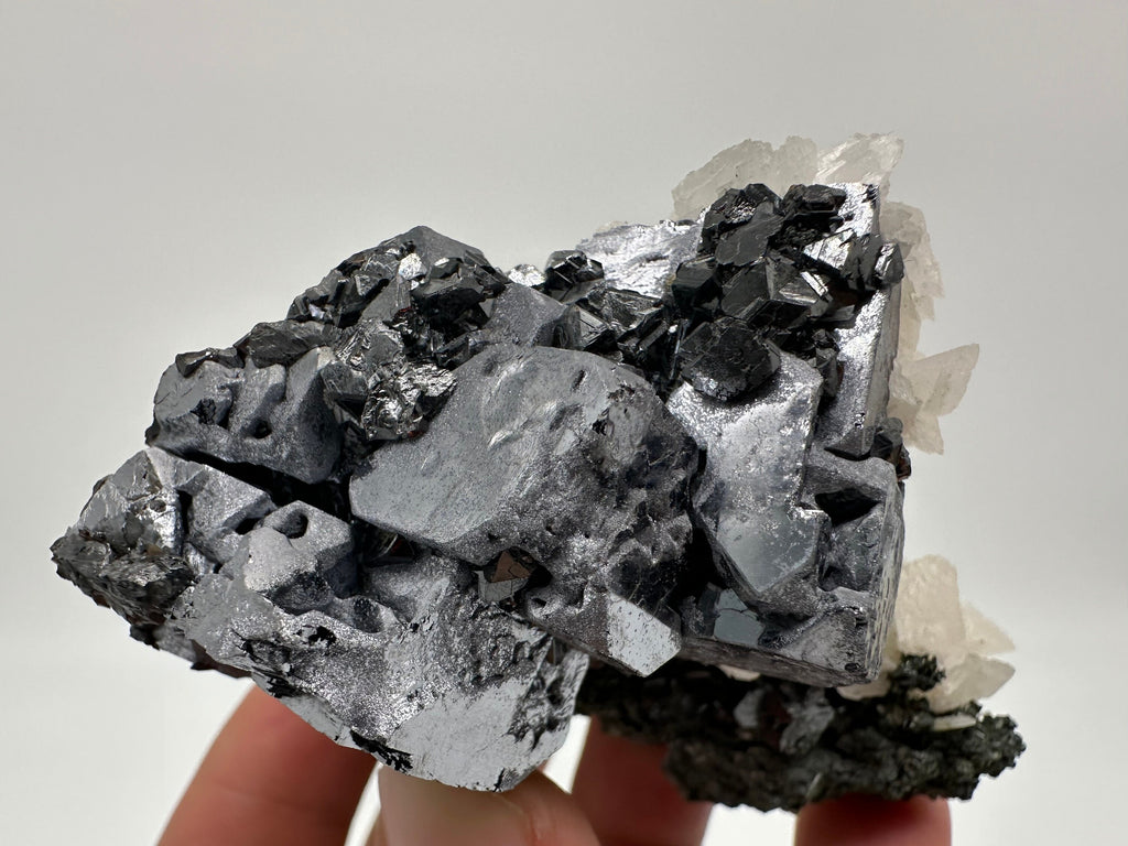 Mirror Galena, Calcite, Sphalerite on Quartz with Chlorite, Borieva Bulgaria