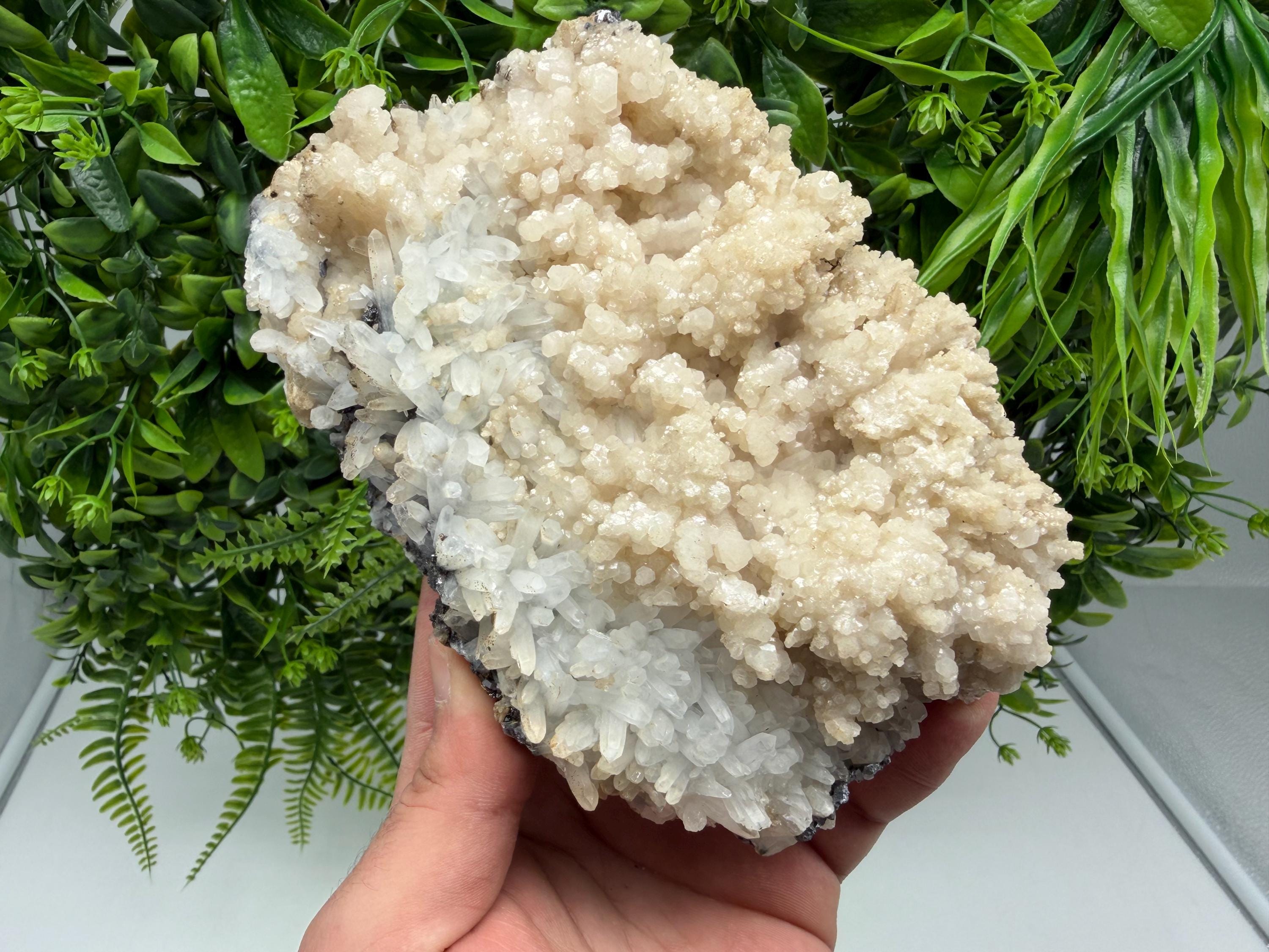 Milky Quartz Calcite Specimen, Borieva Mine Bulgaria, Home Decor Stone