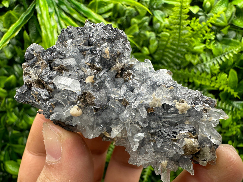 Spinel Galena on Transparent Quartz Mineral Specimen