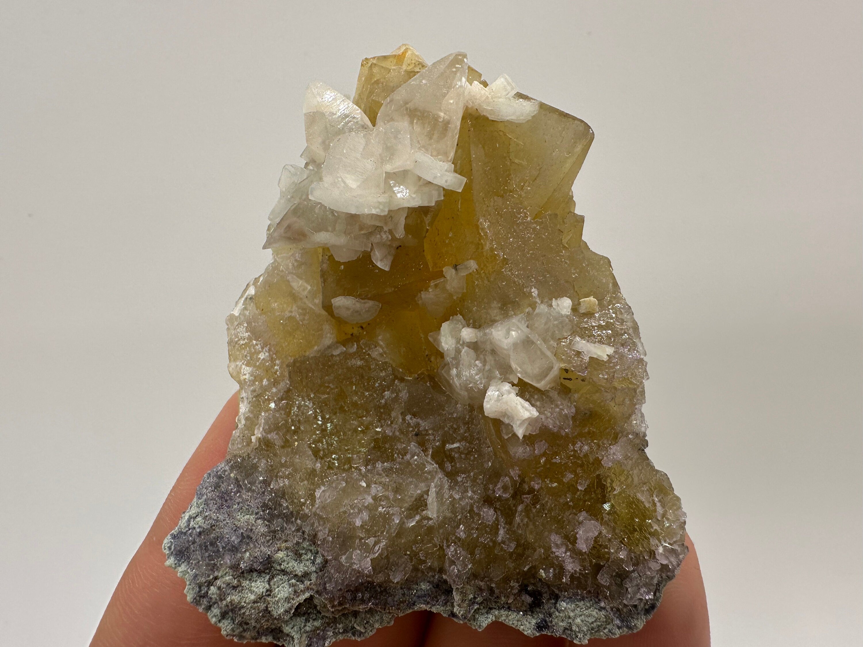 Yellow Fluorite with Calcite, Spain Mineral Specimen