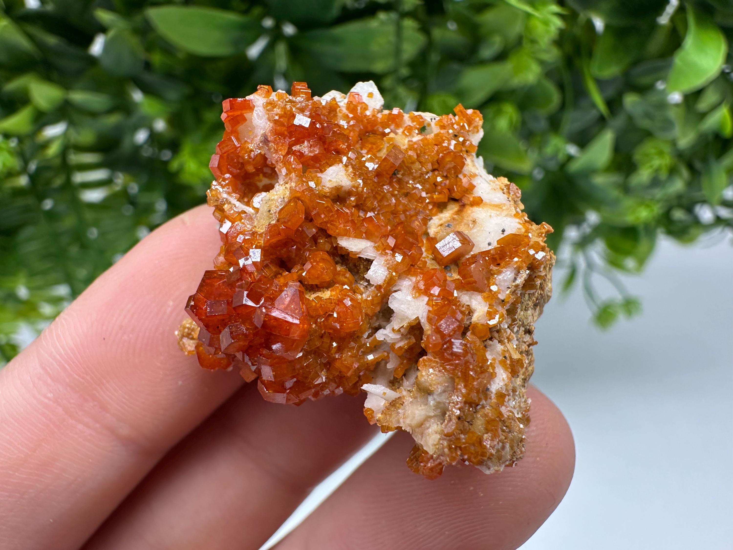 Red Vanadinite on Barite Specimen: Moroccan Crystal Cluster (3.5/3/2cm, 22 grams)
