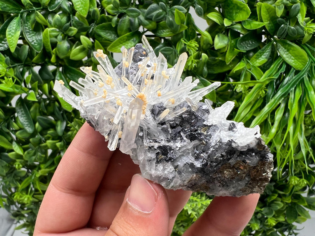 Galena Spinel Law on Quartz with Siderite, Krushev Dol, Bulgaria