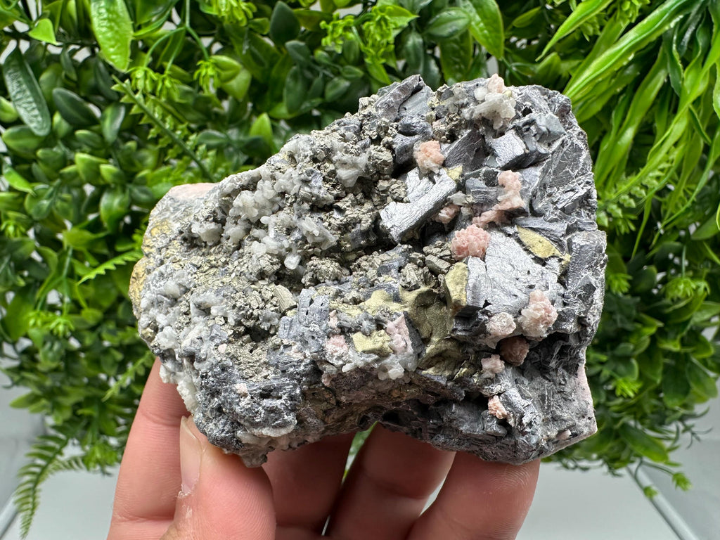Stunning Rhodochrosite,on Galena,Chalcopyrite from Starnica mine,Davidcovo,Bulgaria,Natural,collection mineral specimen,home decor stone