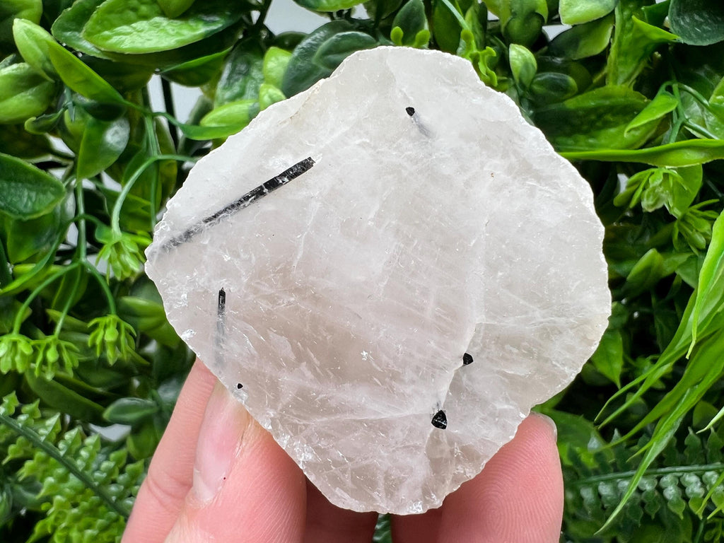 Polished Quartz Slab with Black Tourmaline Crystal