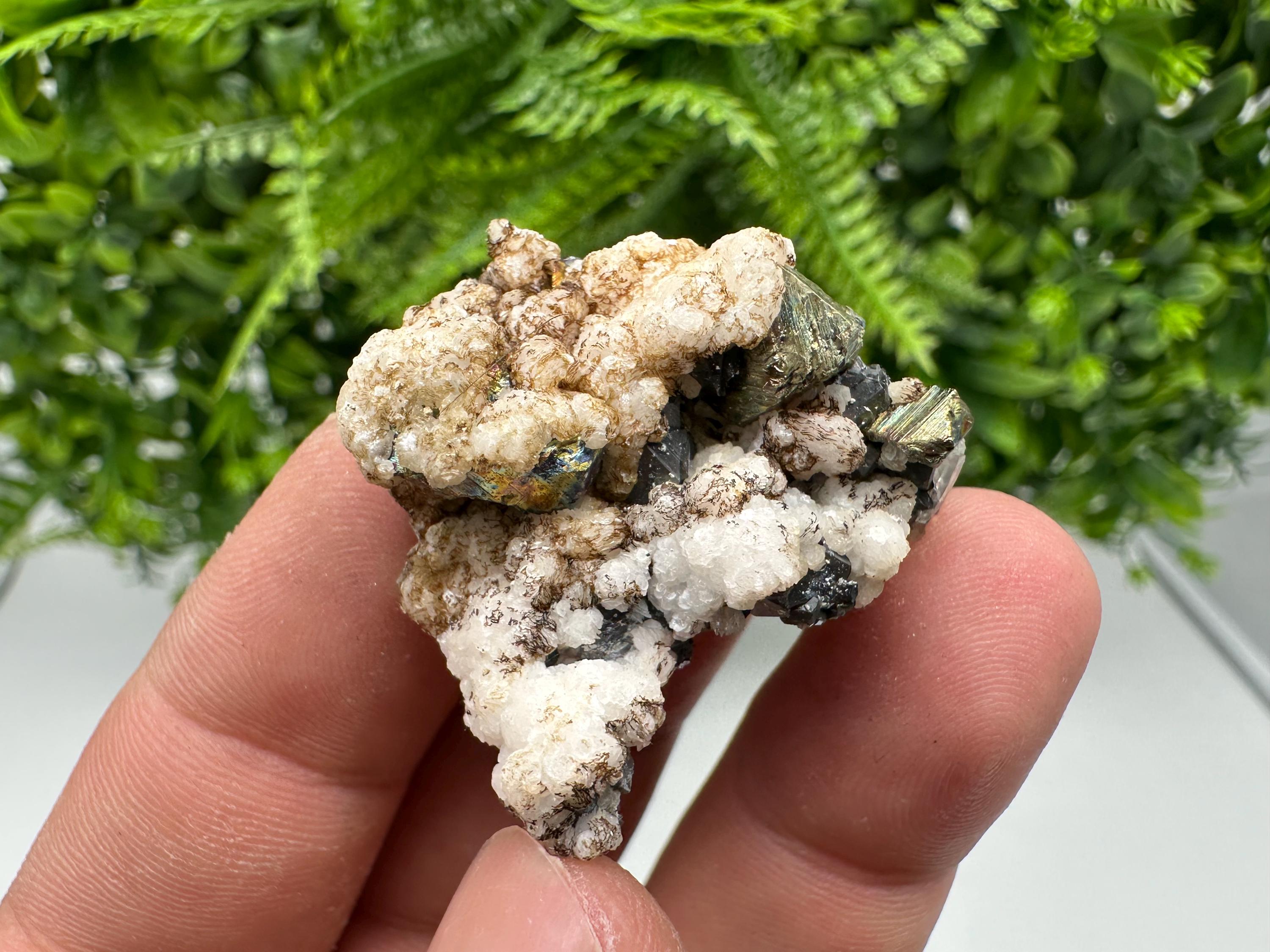 Calcite on Spinel Galena, Krushev dol Mine, Bulgaria