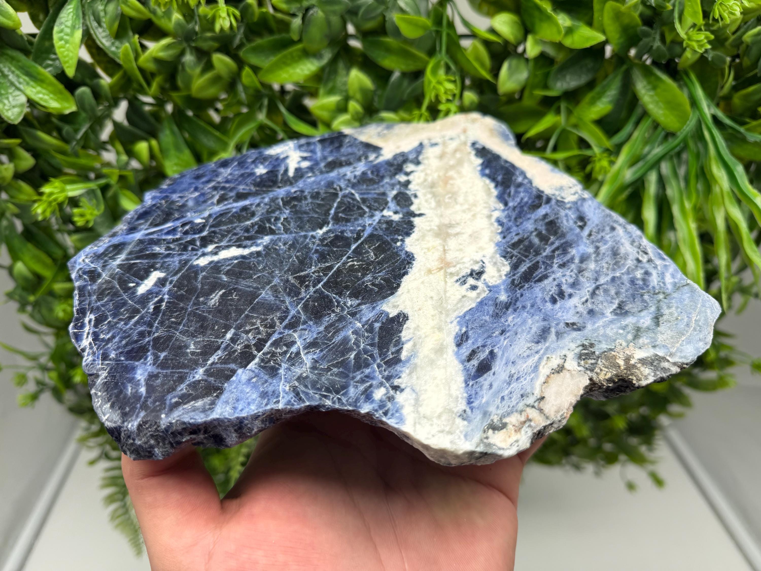 Polished Sodalite Slice – Natural Blue Crystal Slab, Home Decor Accent