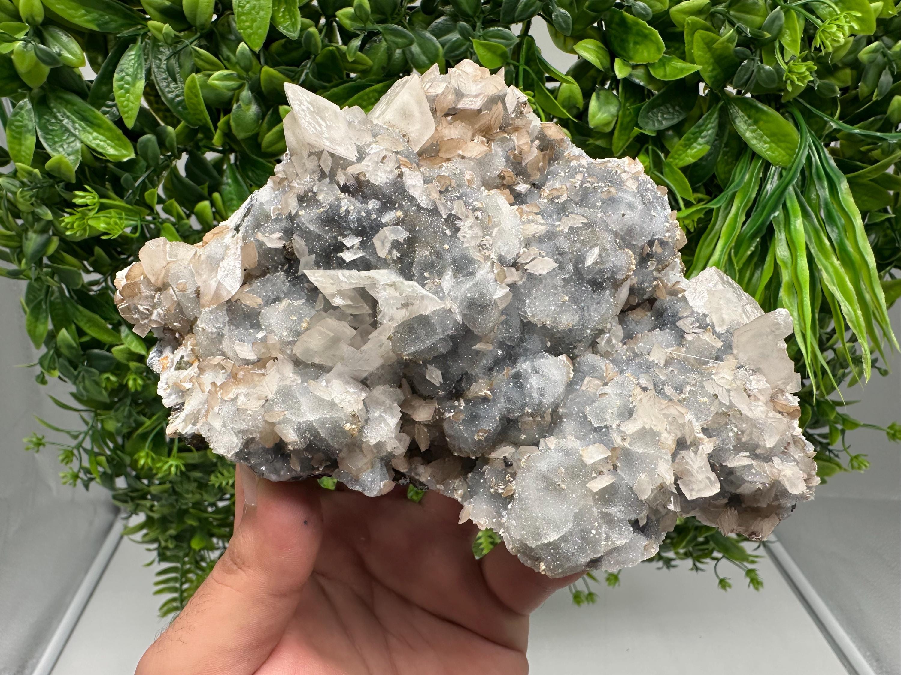 Calcite on Chalcedony Mineral Specimen, Krushev dol Bulgaria