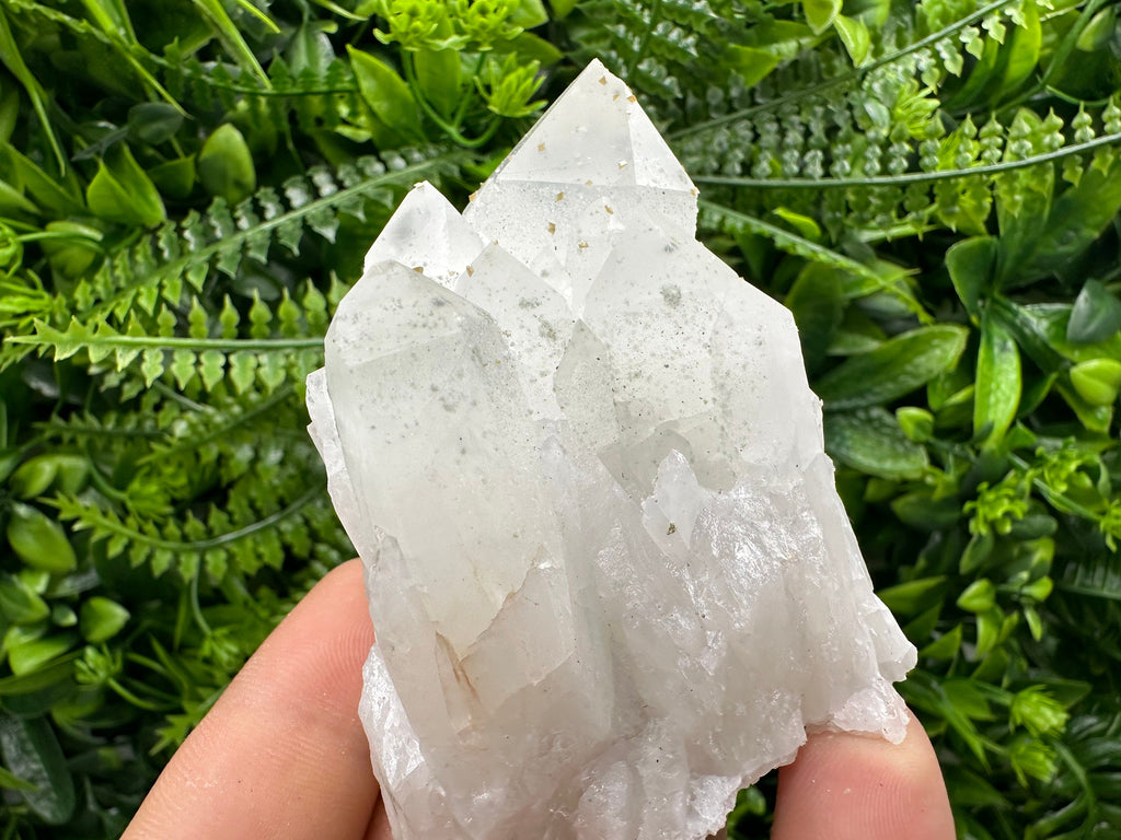 Quartz Cluster with Rhodochrosite and Chlorite Inclusions