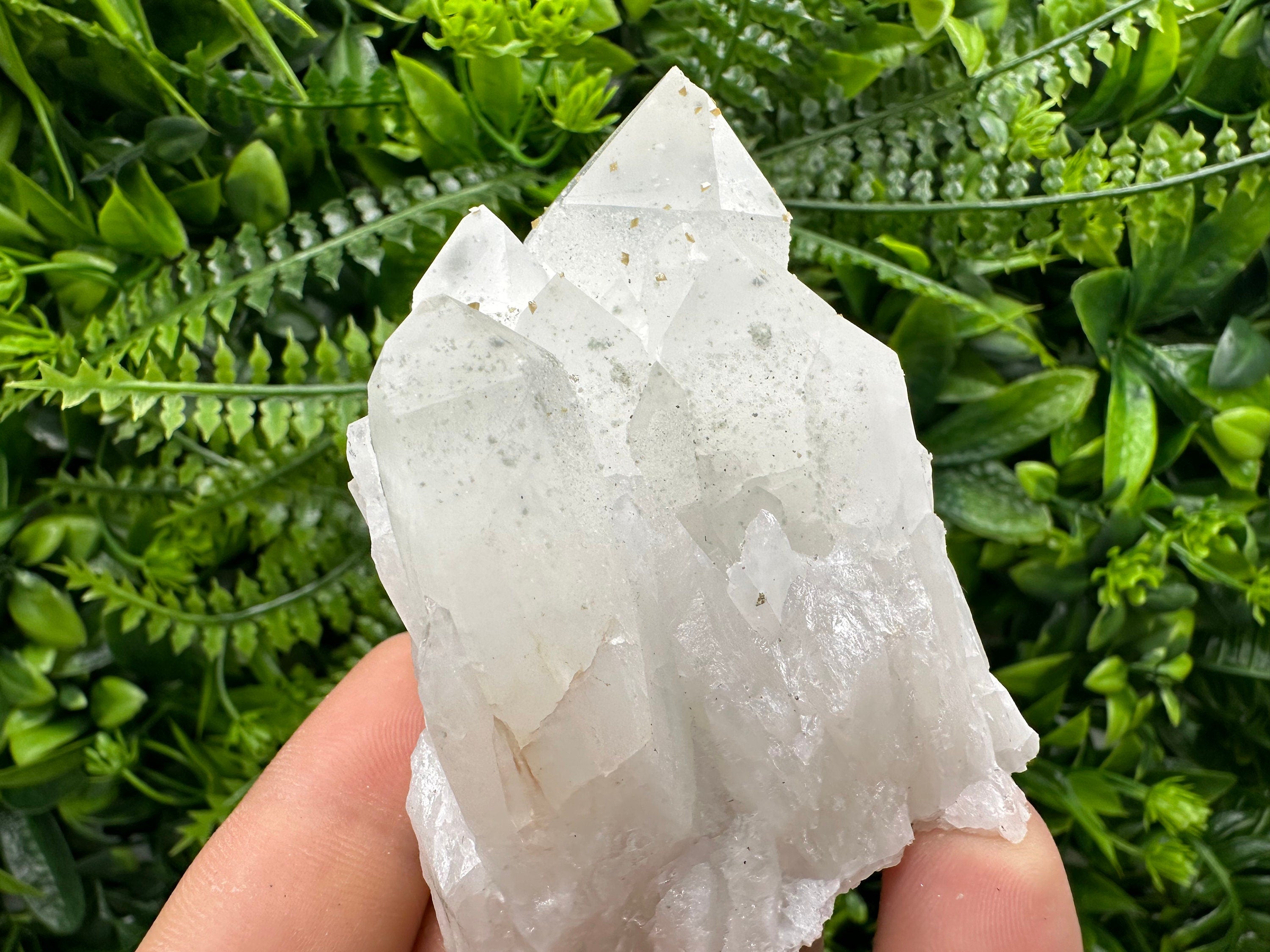 Quartz Cluster with Rhodochrosite and Chlorite Inclusions