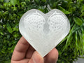 Selenite Heart Charging Plate with Angel Wings – Crystal Cleansing Dish, Spiritual Decor