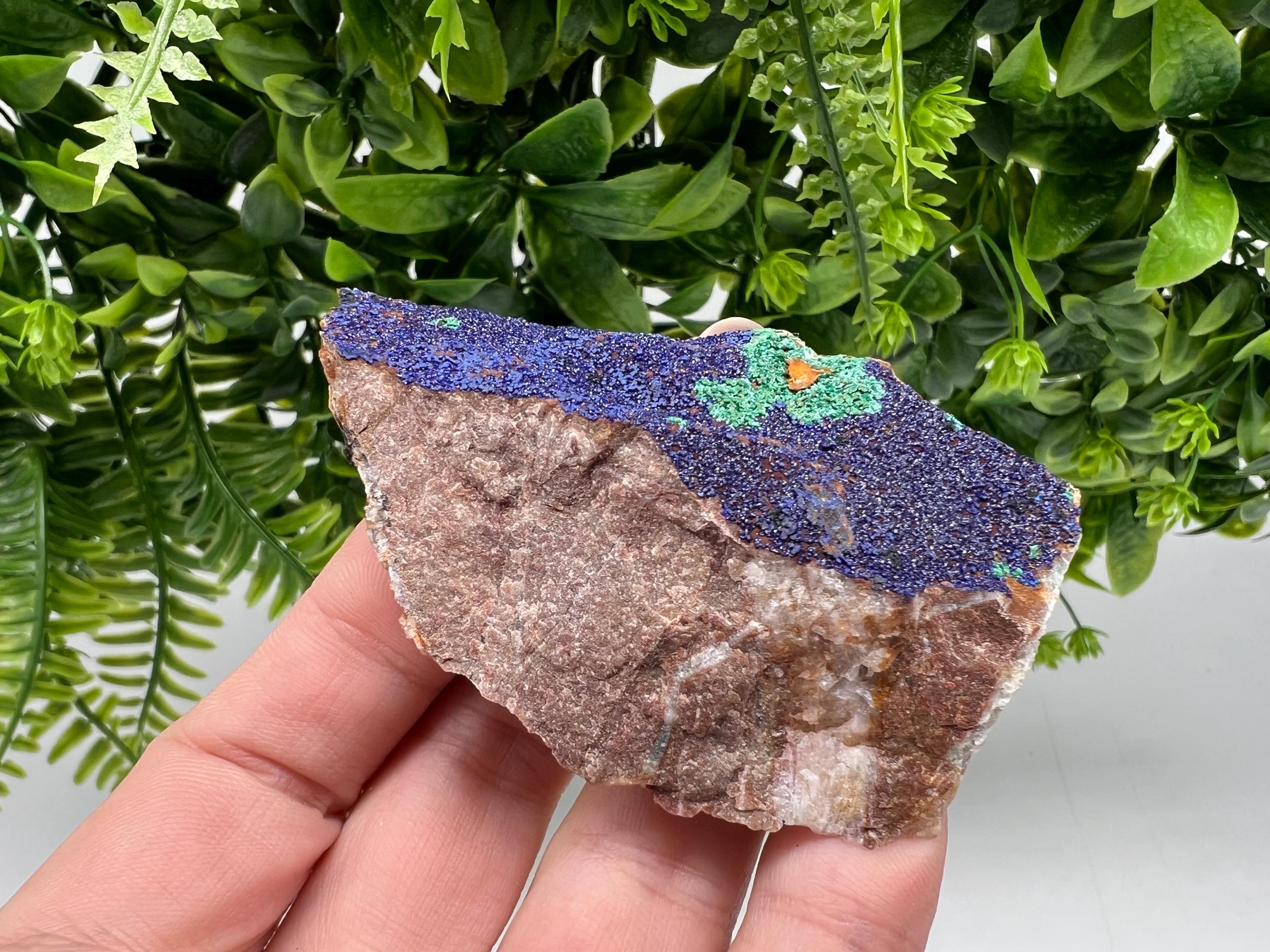 Azurite Malachite Mineral Specimen: Moroccan Blue-Green Crystal, Collector Stone