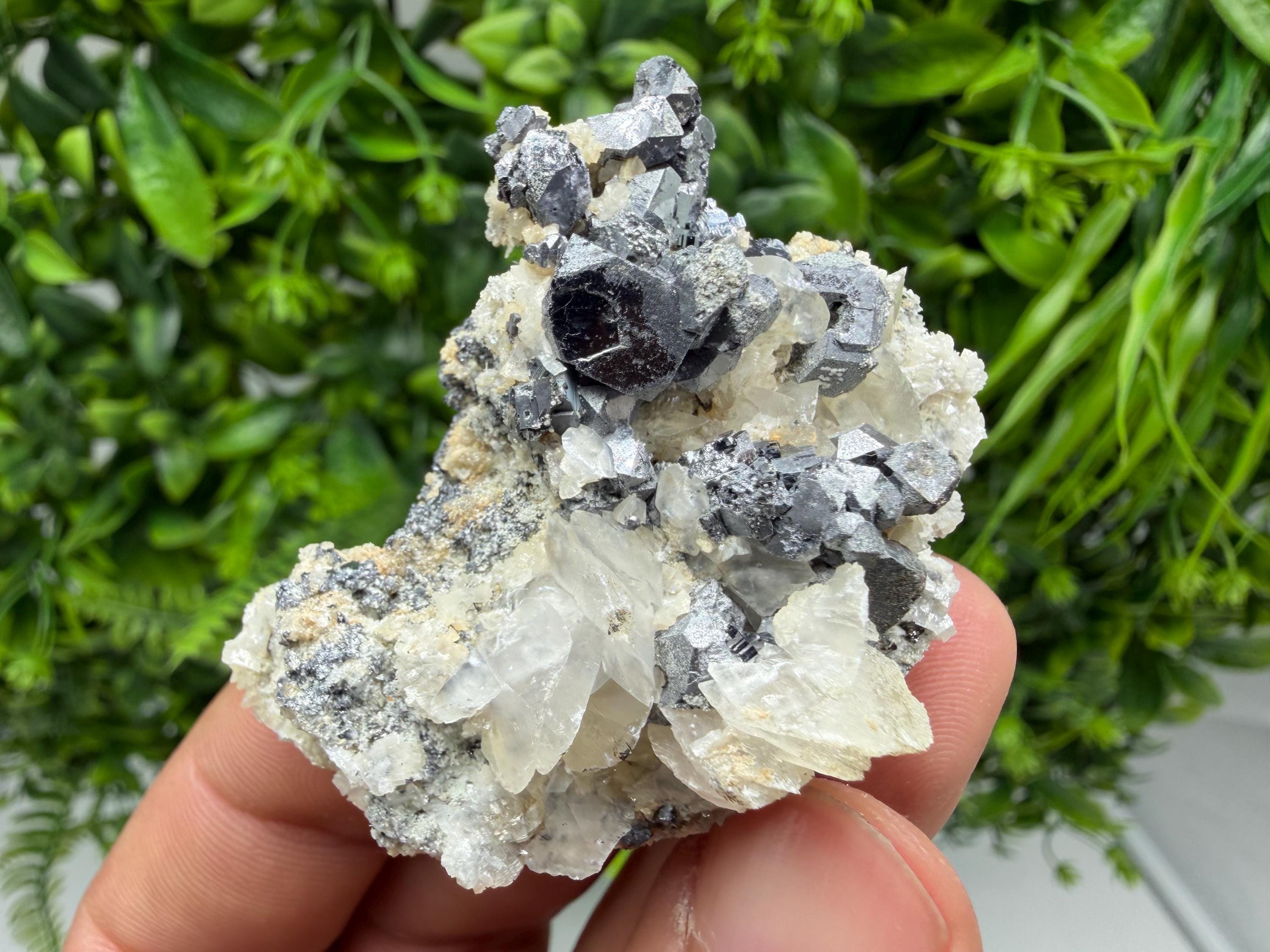 Galena Spinel with Quartz and Calcite, Borieva Mine Mineral Specimen