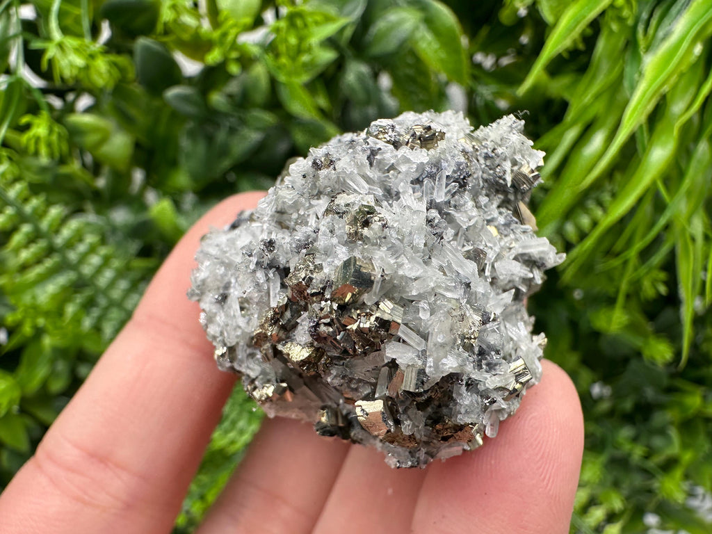 Pyrite on Green Quartz Mineral Specimen, Borieva Mine, Bulgaria