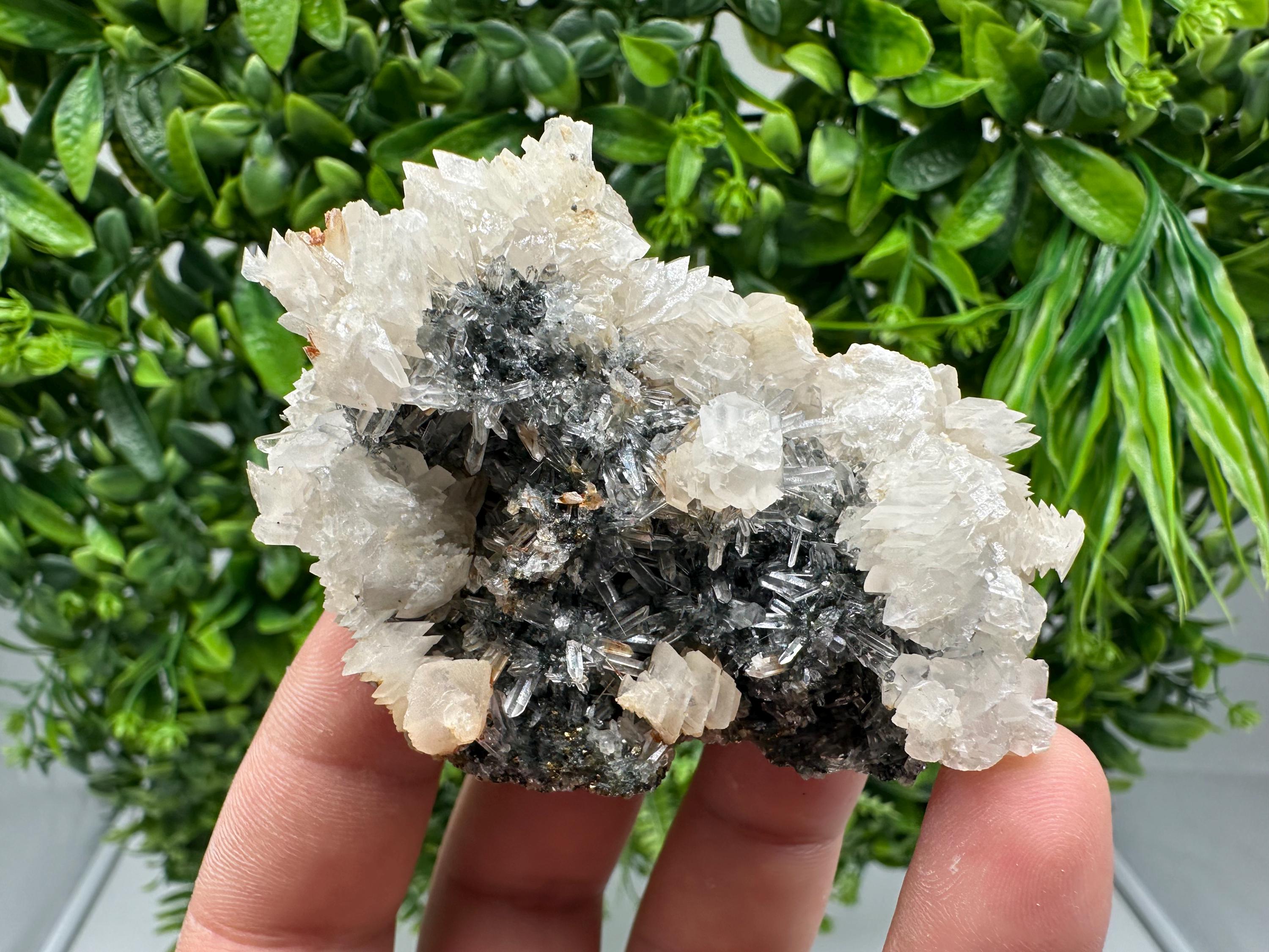 Quartz Crystal with Calcite and Chlorite - Borieva Mine, Bulgaria