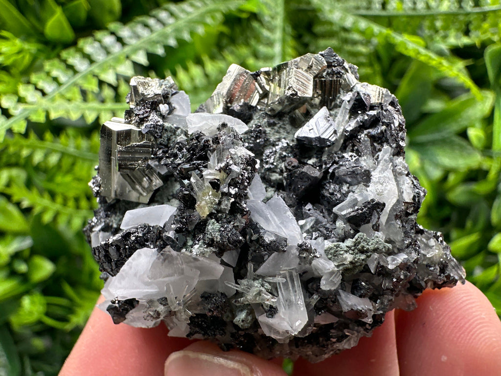 Pyrite Sphalerite Quartz Calcite Mineral Specimen: Borieva Mine, Bulgaria