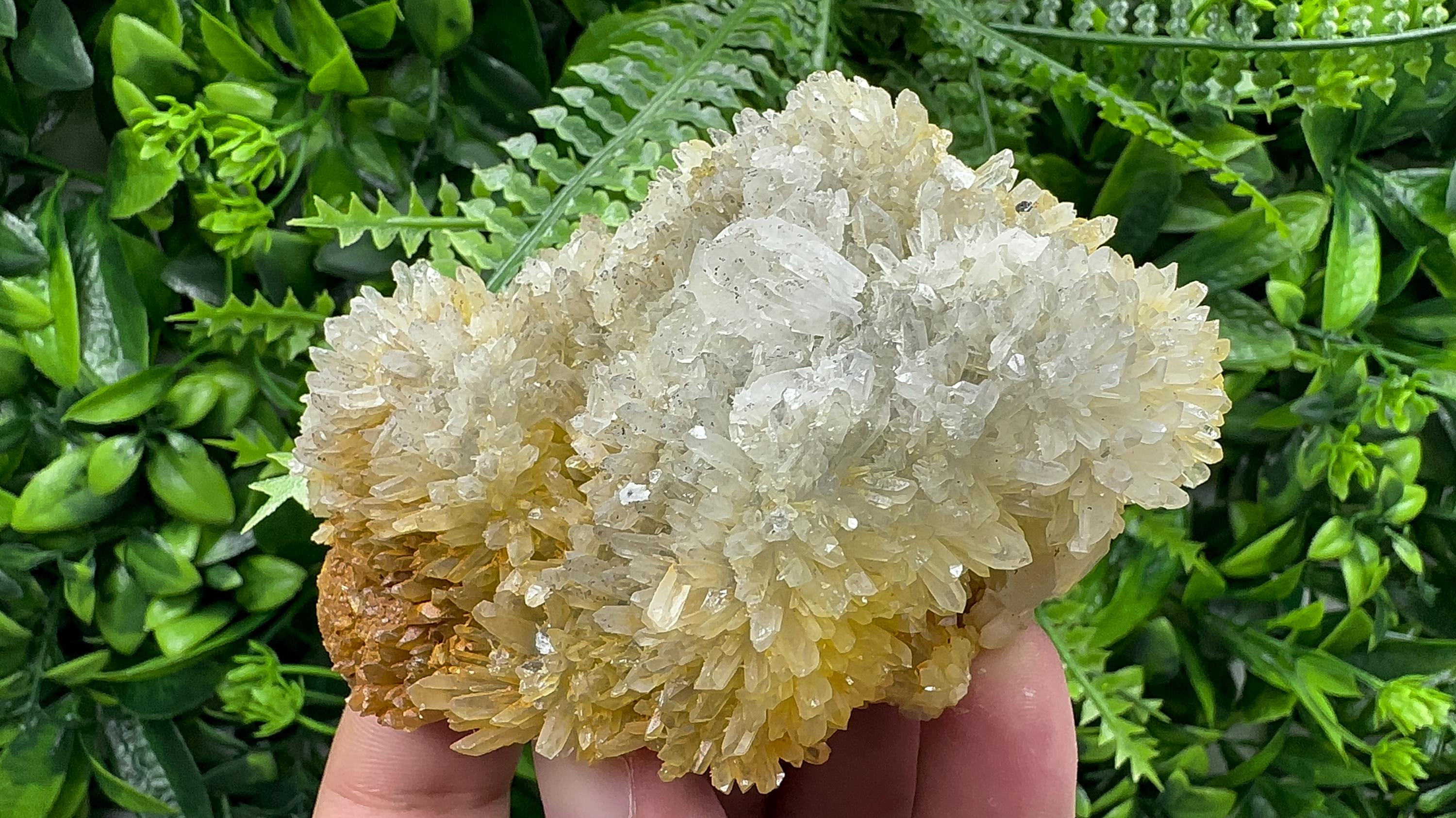 Quartz with Limonite: Natural Crystal Home Decor (10/6.5/4 cm)